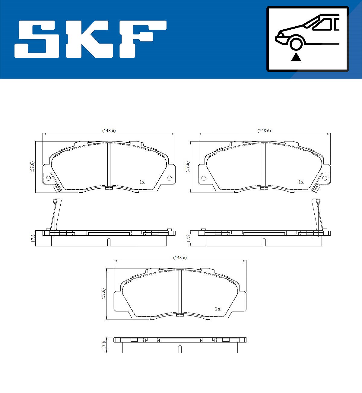 SKF Scheibenbremse Bremsbelag VKBP 80885 A - 4er Set - Position Vorderachse Höhe 77 mm Länge 170 mm Breite 81 mm Dicke 18 mm - OE Qualität - Bild 4