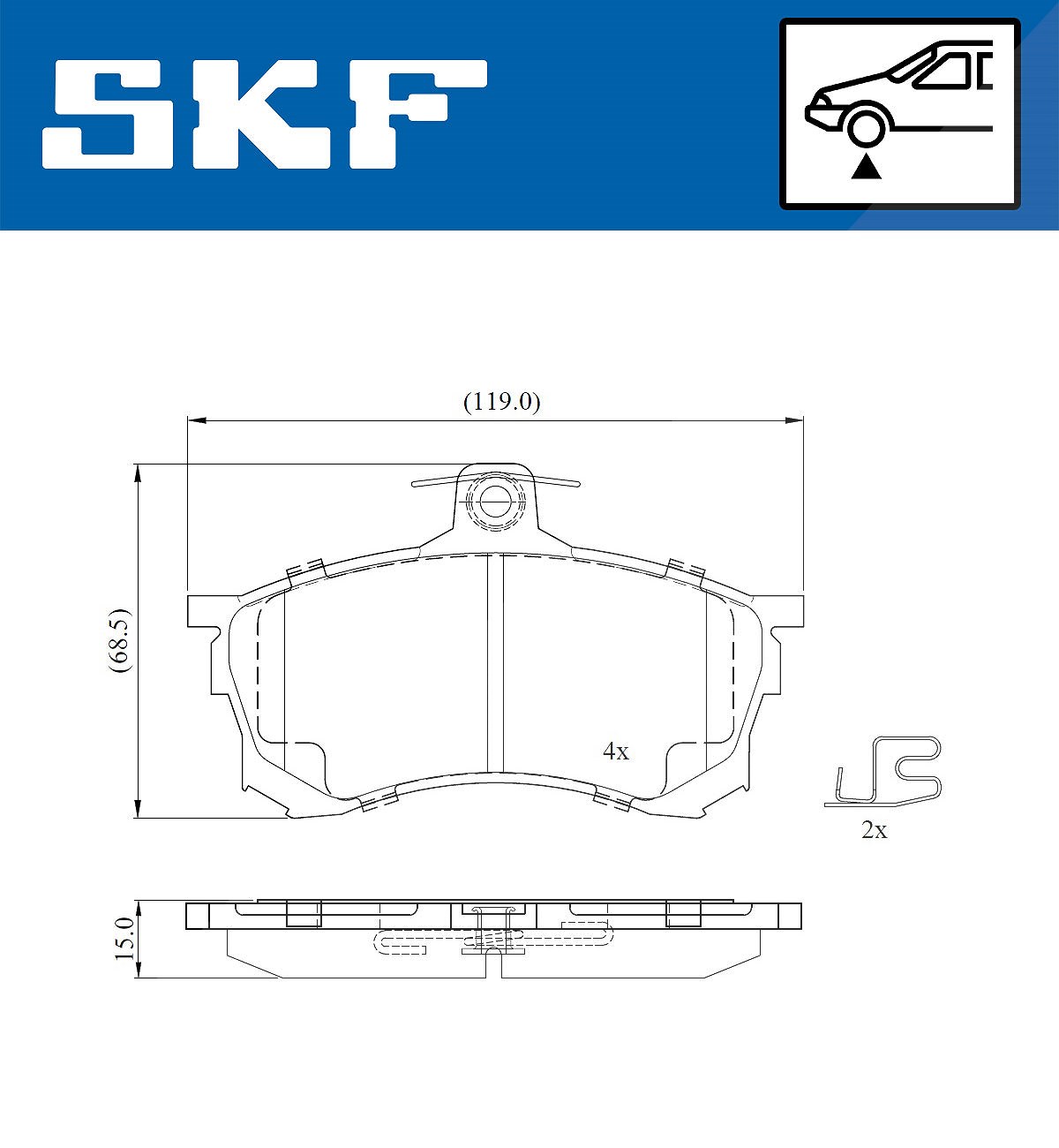 Skf Bremsbelagsatz, Scheibenbremse [Hersteller-Nr. VKBP80872A] für Mitsubishi
