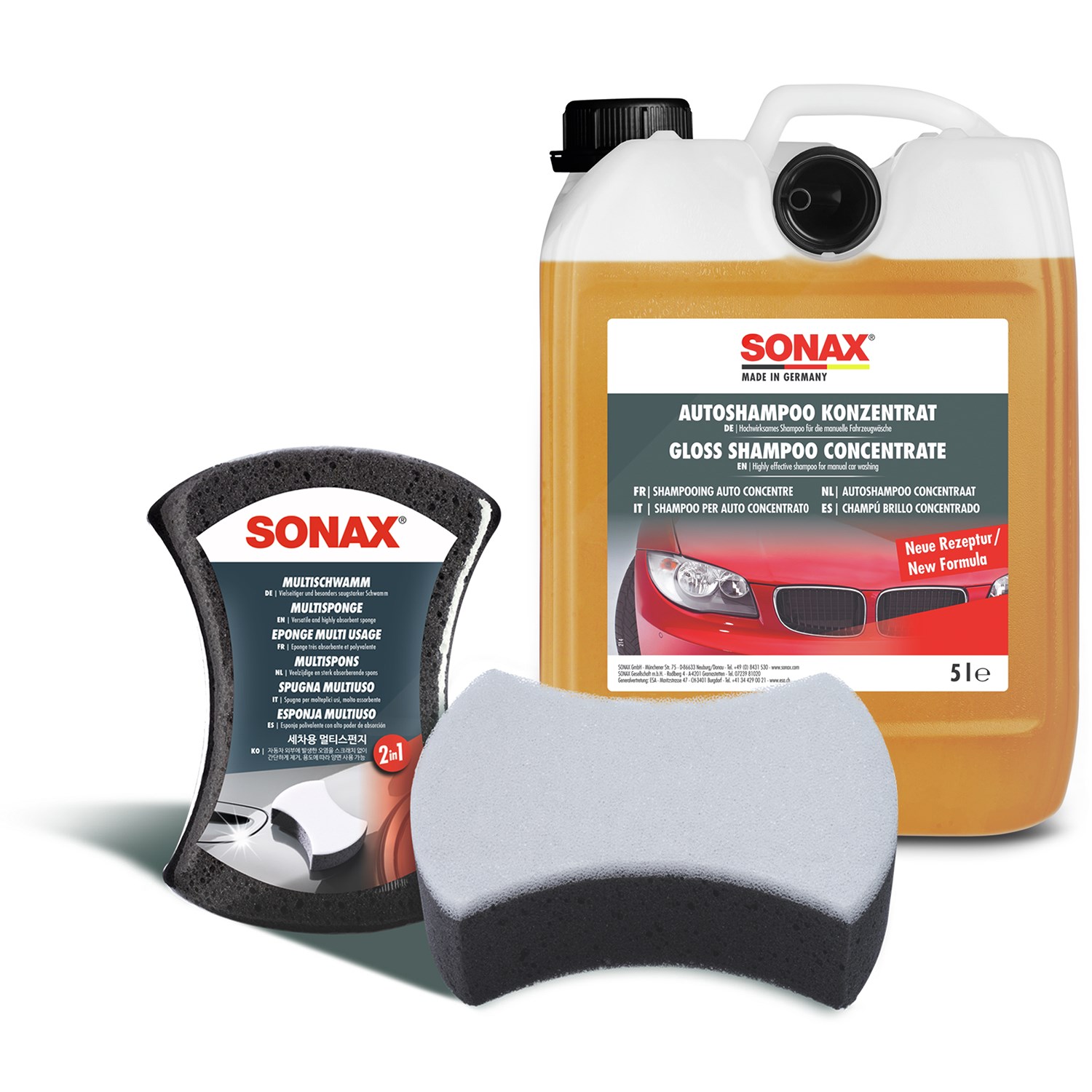Sonax 5 L AutoShampoo Konzentrat + MultiSchwamm [Hersteller-Nr. 31055364]