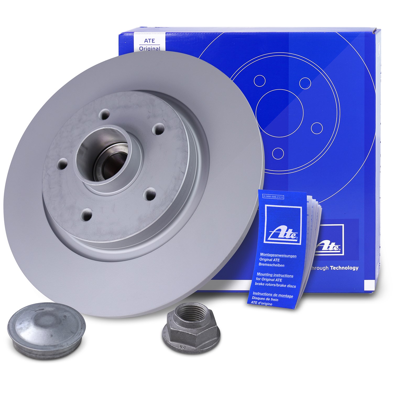 Ate 1x Bremsscheiben voll mit Radlager und ABS-Ring hinten [Hersteller-Nr. 24.0111-0182.2] für Renault, Mercedes-Benz