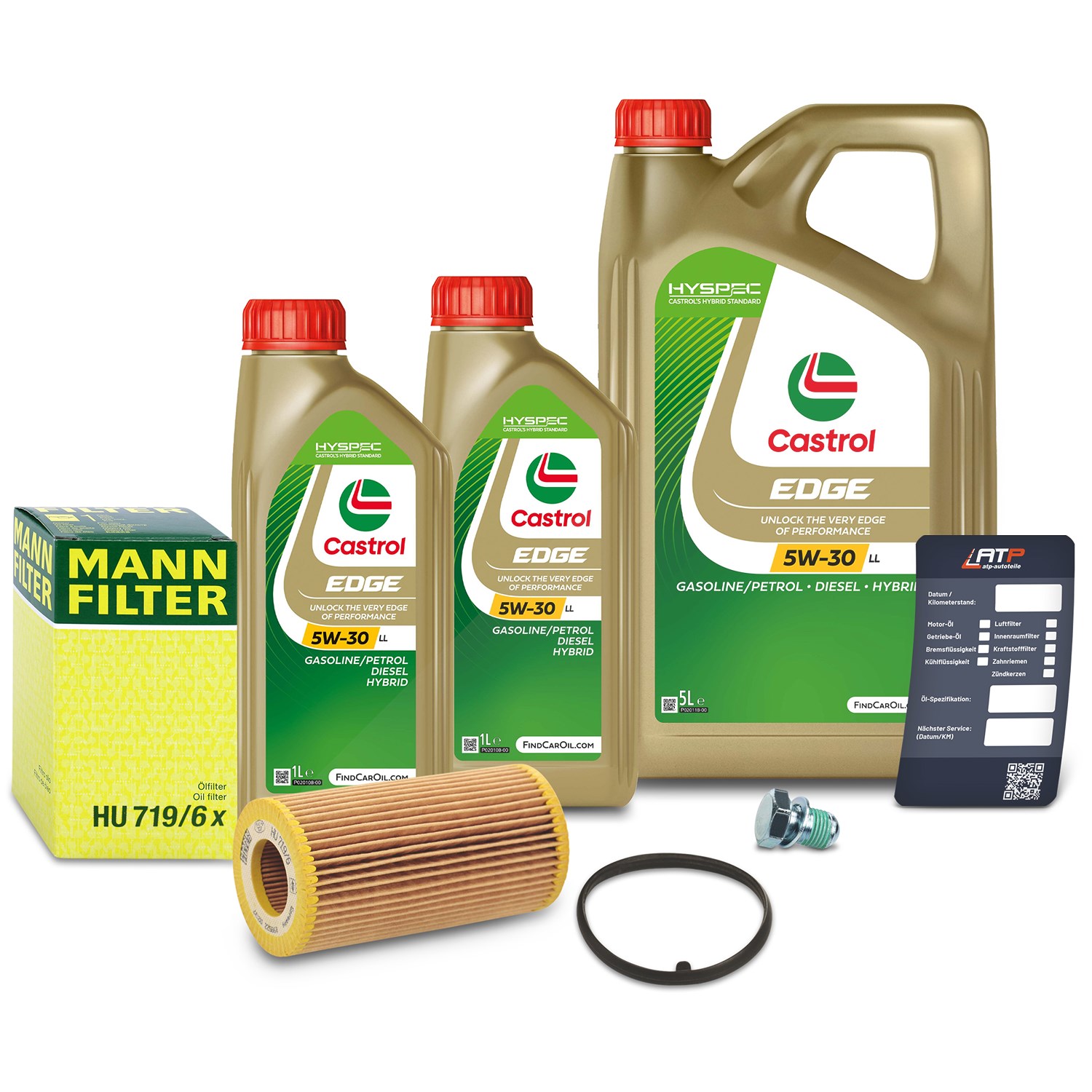 Mann-filter Ölfilter+Schraube+7 L Castrol 5W-30 LL [Hersteller-Nr. 10491995] für Audi, VW