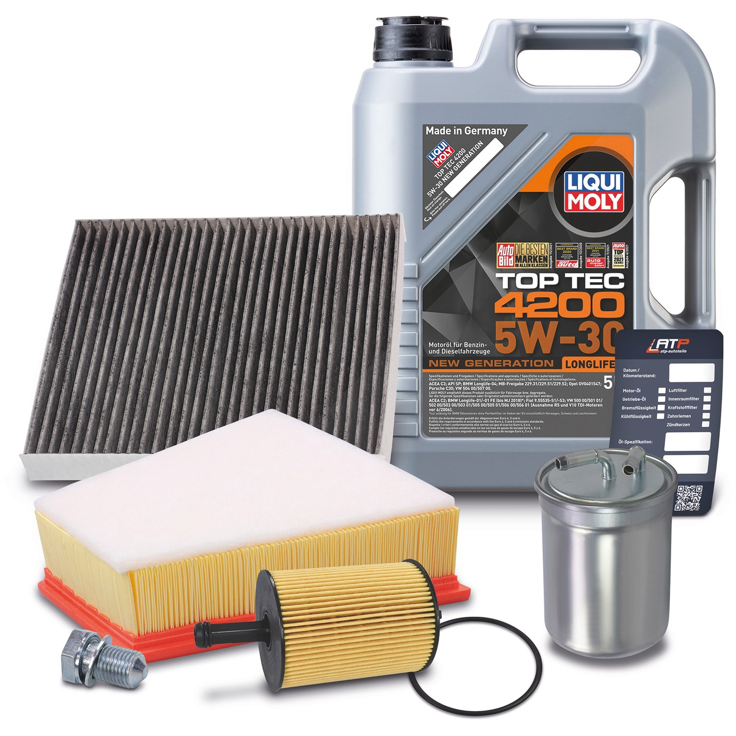 Liqui Moly Inspektionspaket B + 5L 5W-30 Motoröl [Hersteller-Nr. 40513984] für VW, Seat, Skoda