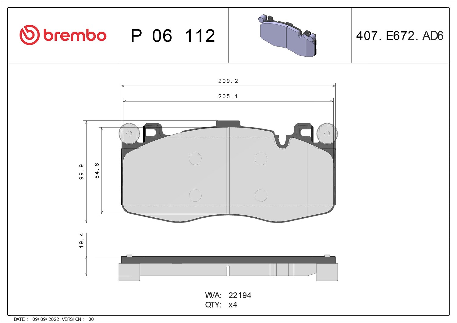 Für BREMBO P 06 112 HAM PADS. BMW FRONT - Bild 8