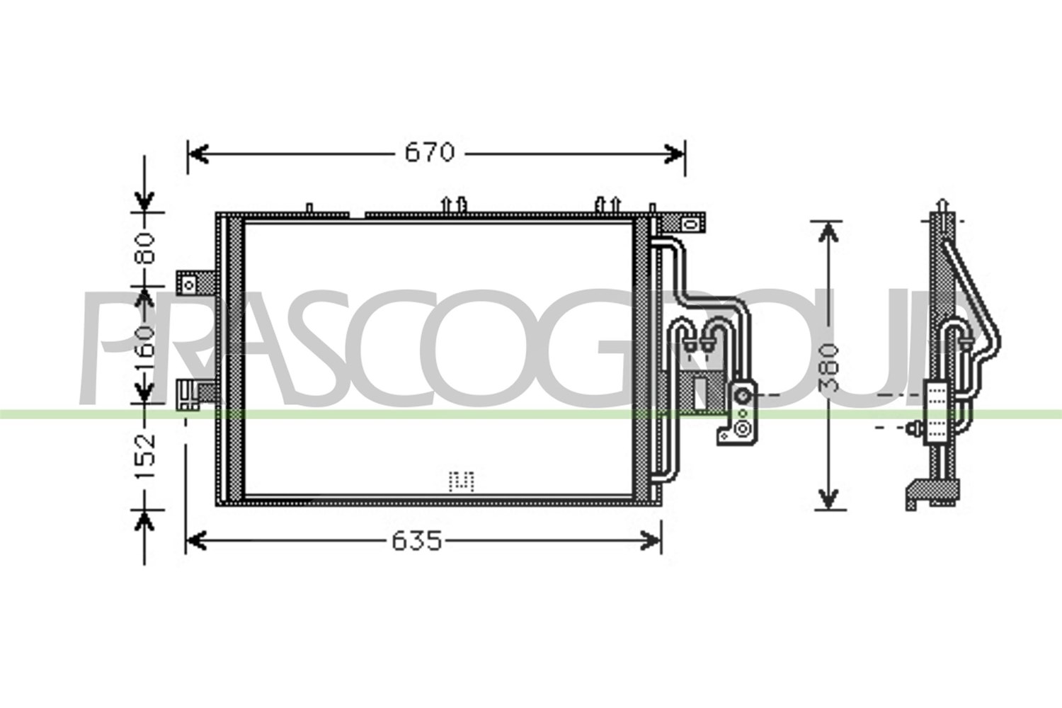 Prasco Kondensator, Klimaanlage [Hersteller-Nr. OP030C002] für Vauxhall, Opel