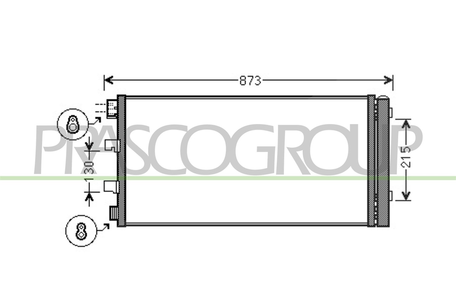 Prasco Kondensator, Klimaanlage [Hersteller-Nr. OP954C003] für Opel, Vauxhall, Nissan, Renault