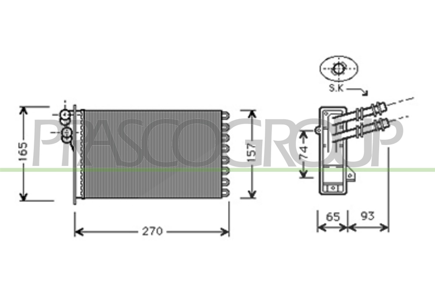 Prasco Wärmetauscher, Innenraumheizung [Hersteller-Nr. AD016H004] für Seat, VW, Skoda, Audi