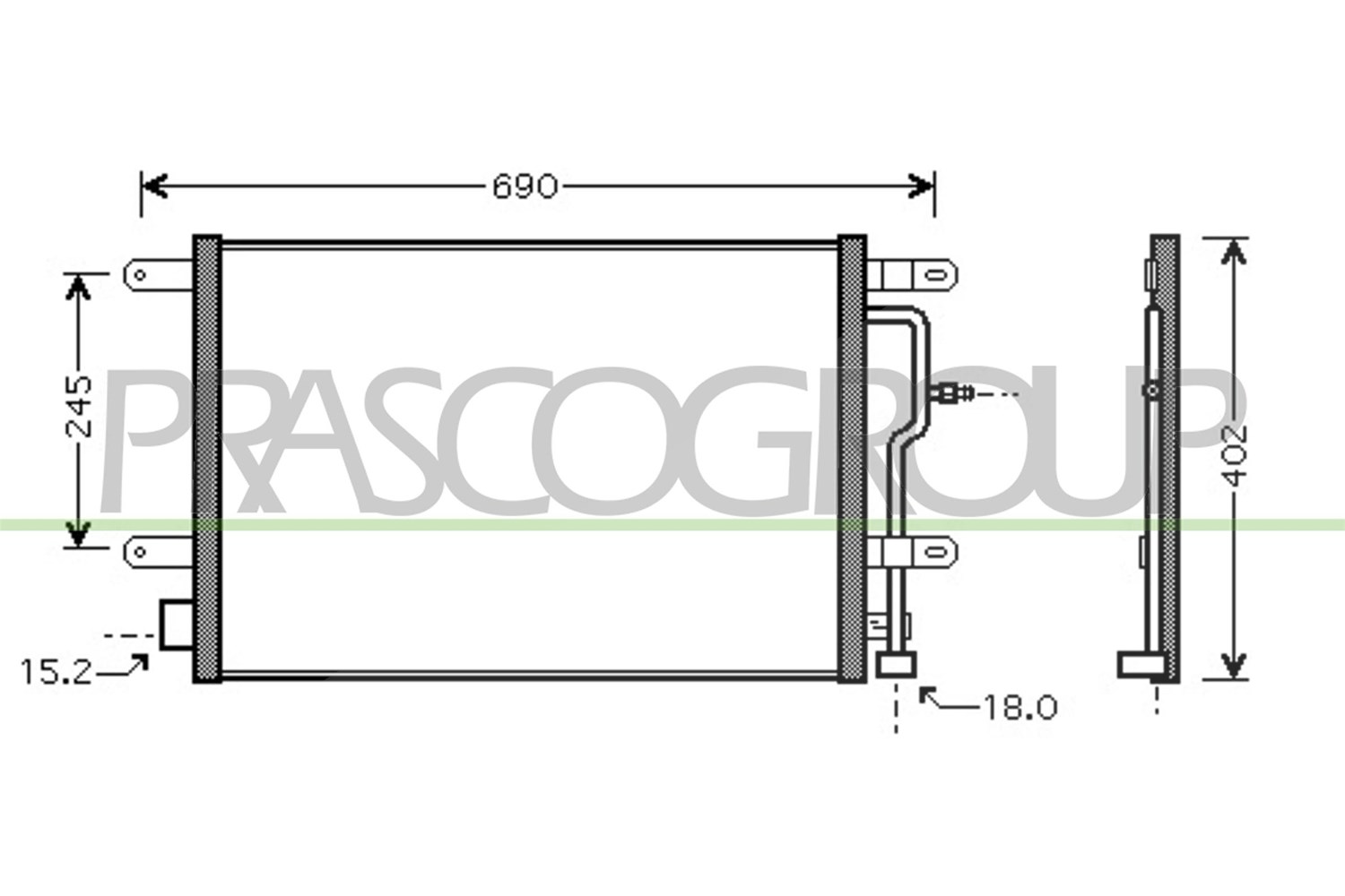 Prasco Kondensator, Klimaanlage [Hersteller-Nr. AD020C003] für Audi