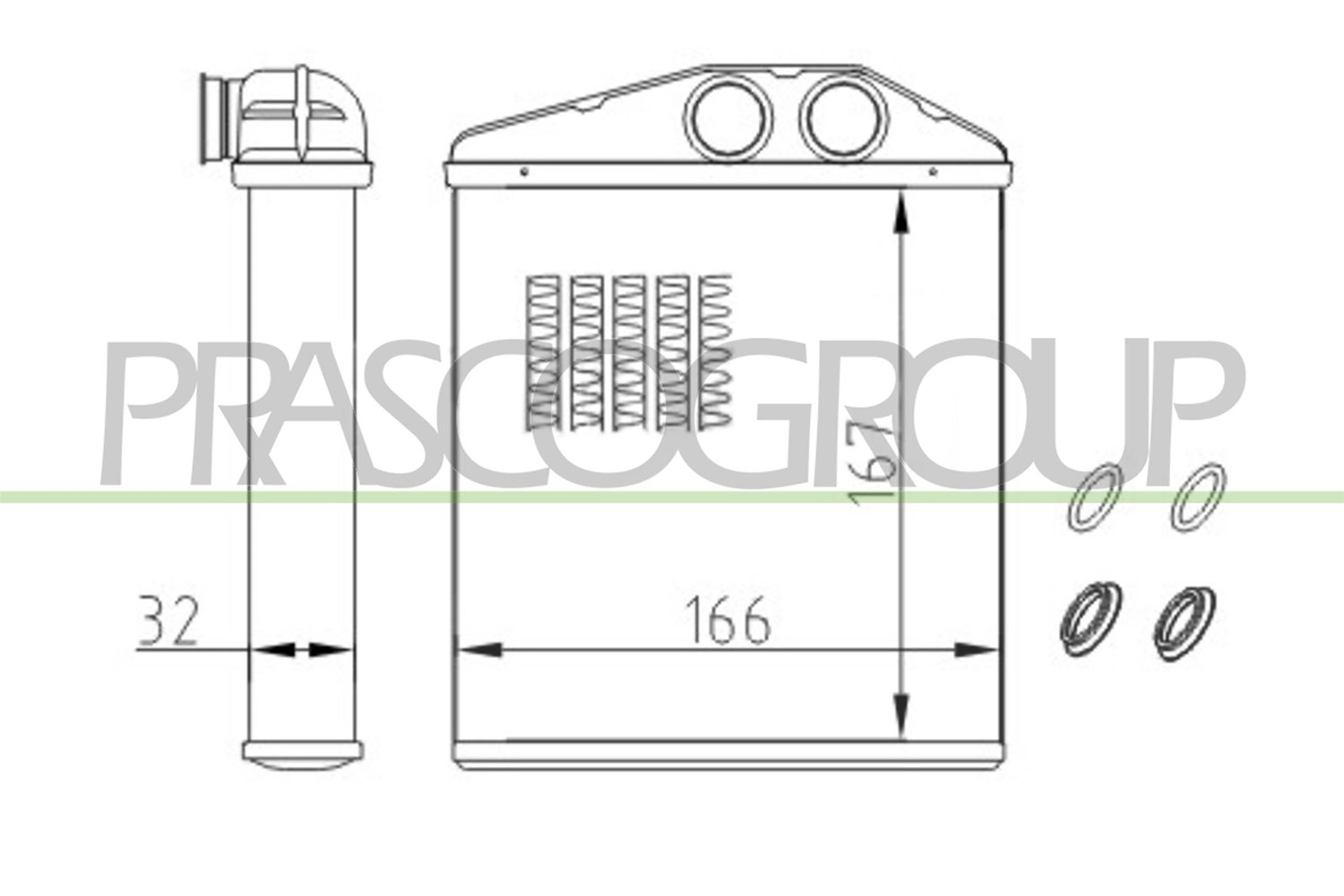 Prasco Wärmetauscher, Innenraumheizung [Hersteller-Nr. OP030H001] für Opel, Chevrolet, Vauxhall