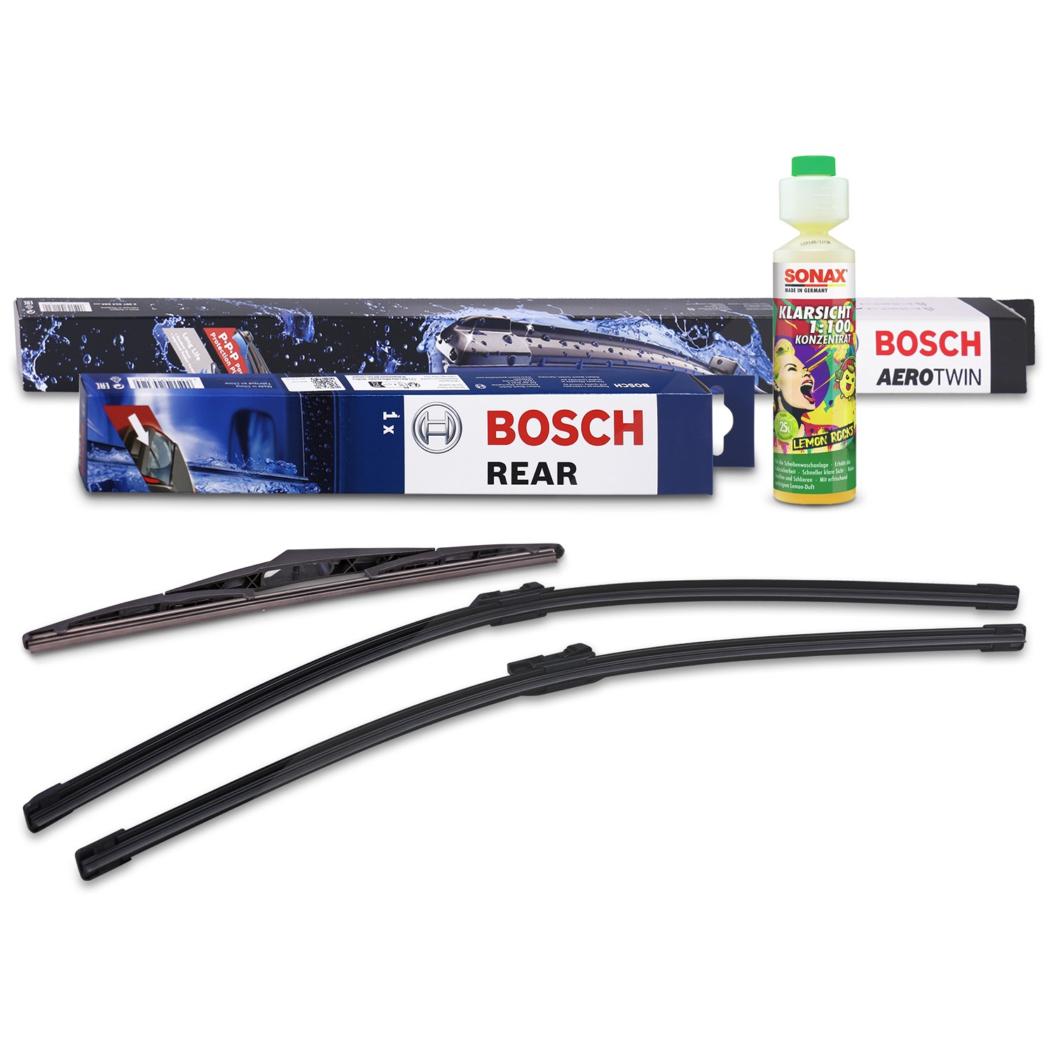 Bosch Wischer vorne +hinten +Scheibenreiniger [Hersteller-Nr. 31185375] für Ford