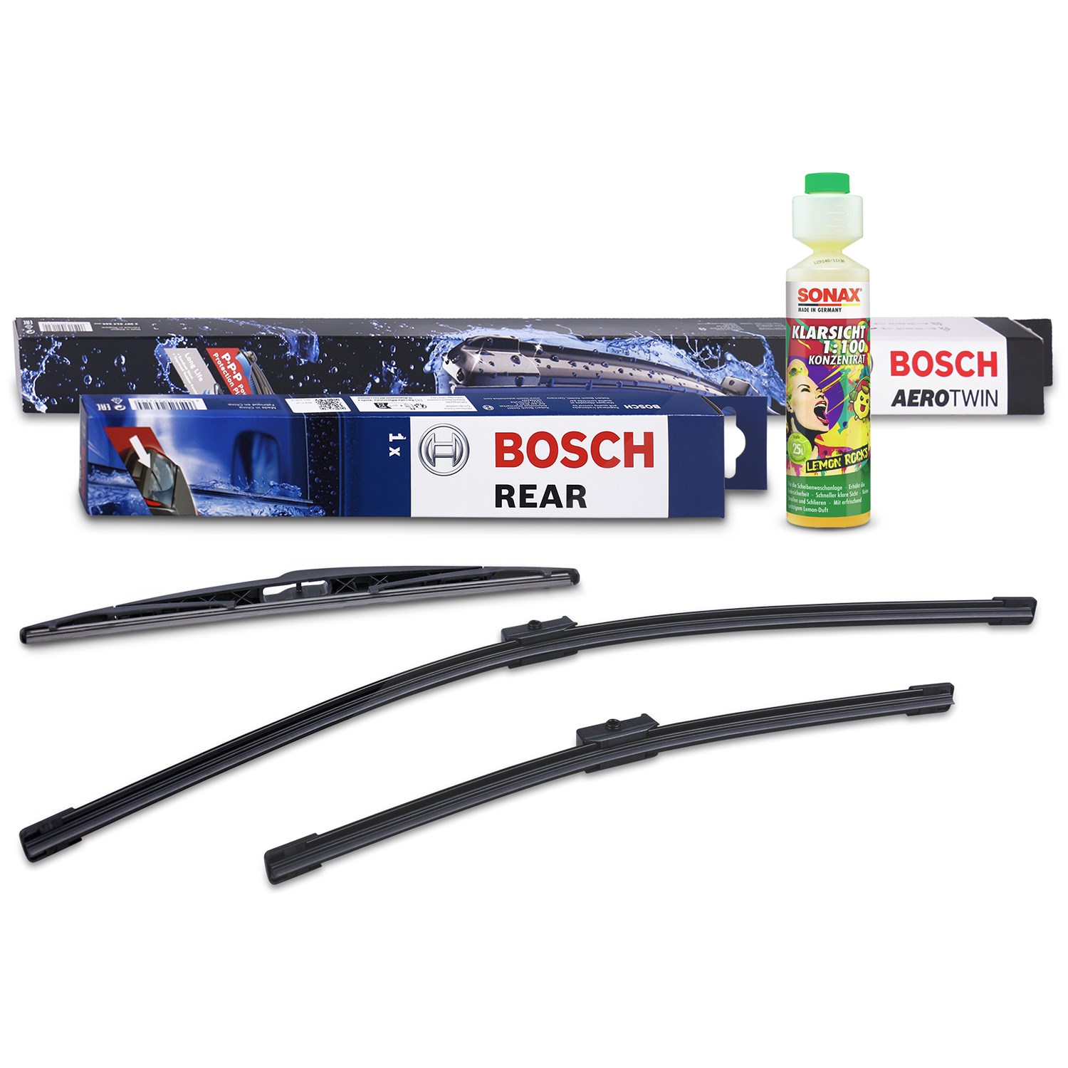 Bosch Wischer vorne +hinten +Scheibenreiniger [Hersteller-Nr. 31185384] für Ford