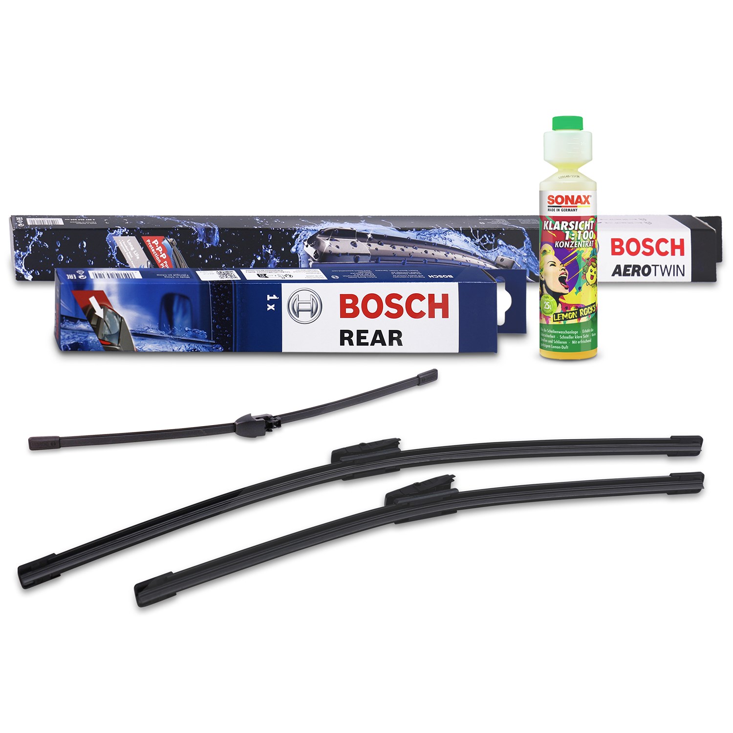 Bosch Wischer vorne +hinten +Scheibenreiniger [Hersteller-Nr. 31185409] für Skoda, VW