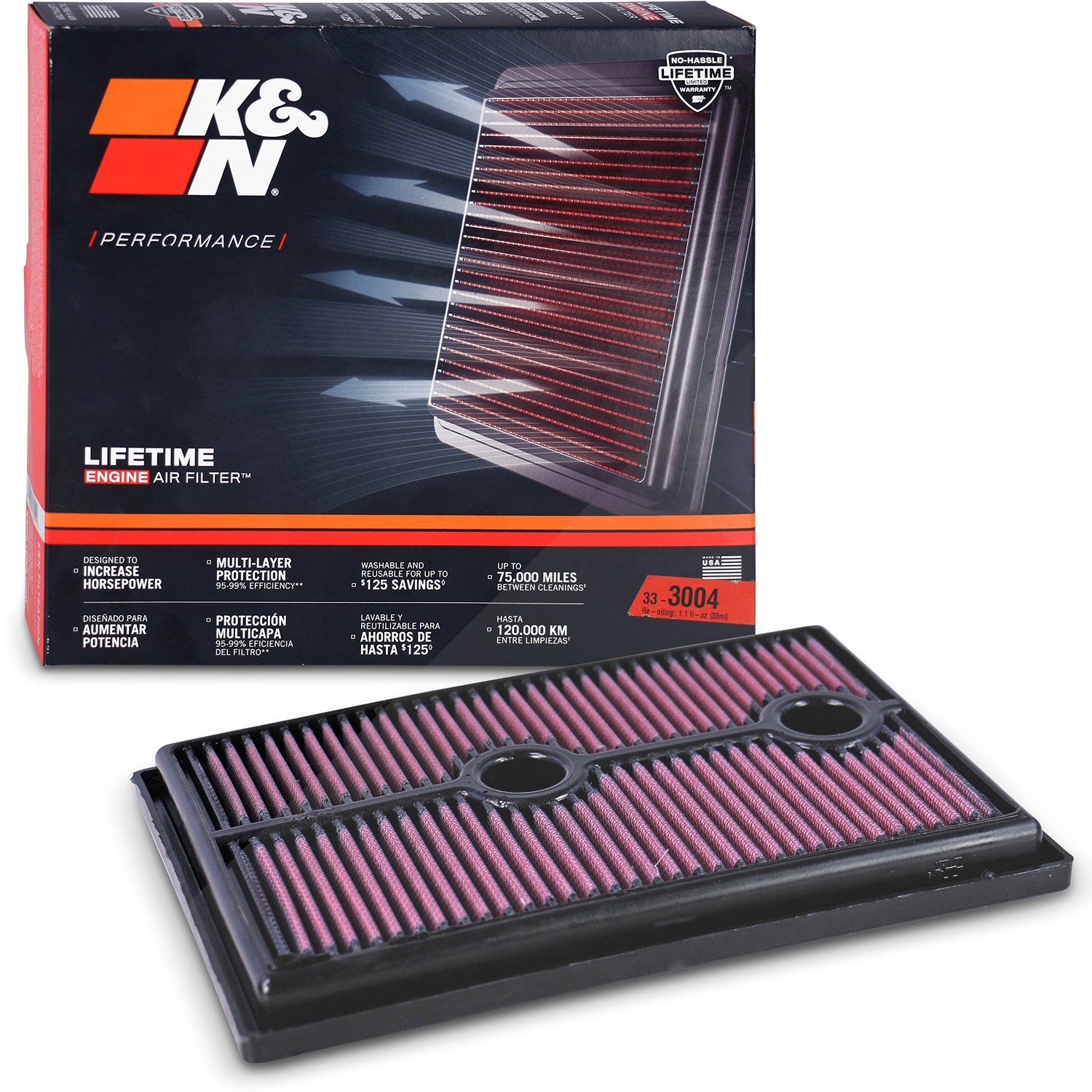 K&n Filters Sportluftfilter [Hersteller-Nr. 33-3004] für Audi, VW, Seat, Skoda, Cupra