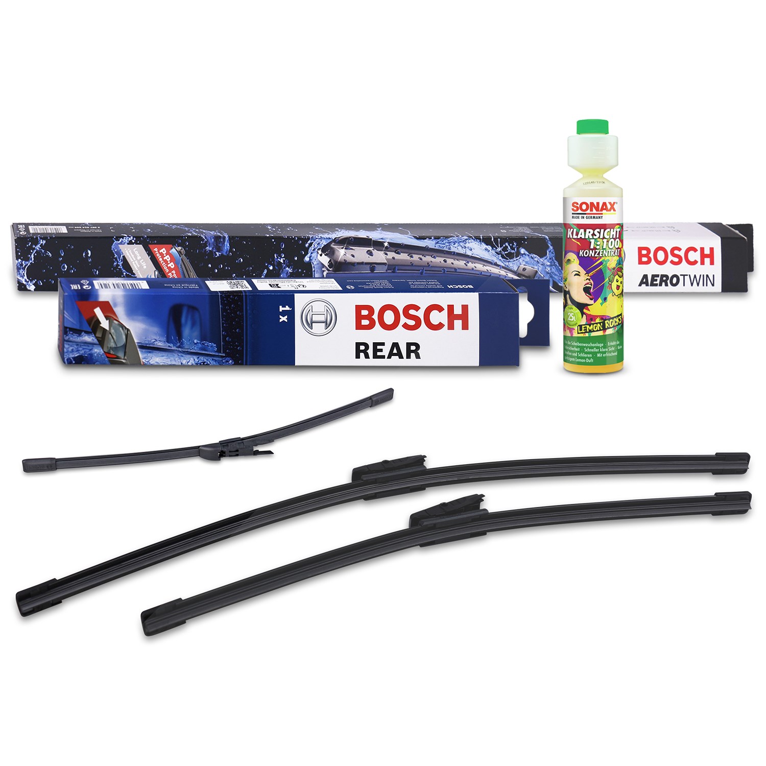 Bosch Wischer vorne +hinten +Scheibenreiniger [Hersteller-Nr. 31185728] für Mercedes-Benz, BMW