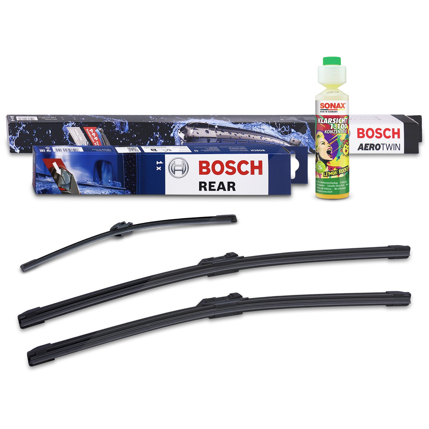 Bosch Wischer vorne +hinten +Scheibenreiniger [Hersteller-Nr. 31185736] für VW