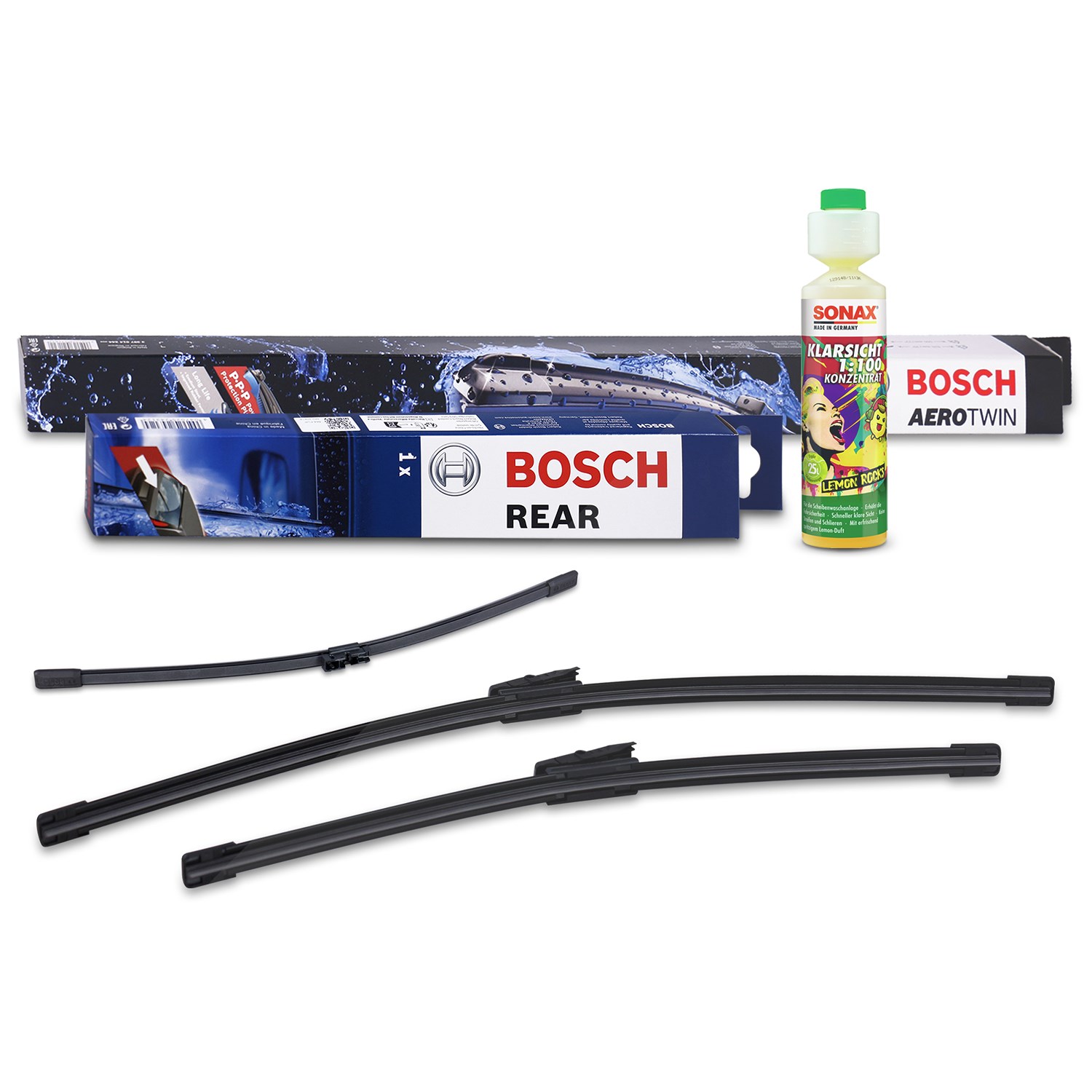 Bosch Wischer vorne +hinten +Scheibenreiniger [Hersteller-Nr. 31185774] für BMW, Volvo