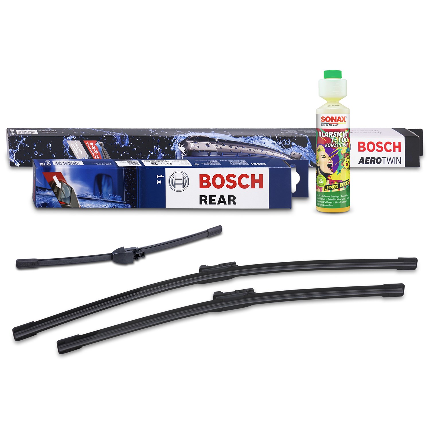 Bosch Wischer vorne +hinten +Scheibenreiniger [Hersteller-Nr. 31178824] für VW