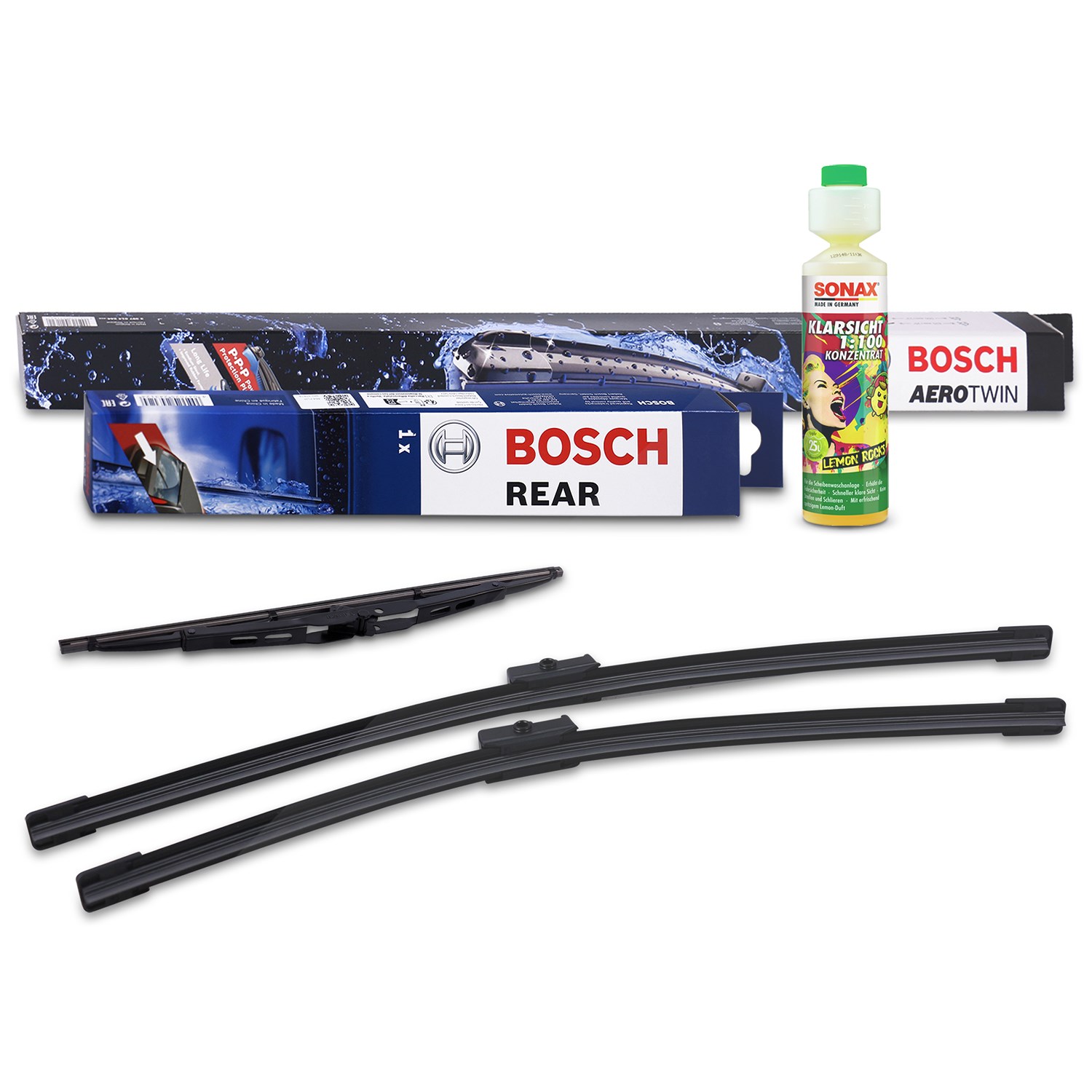 Bosch Wischer vorne +hinten +Scheibenreiniger [Hersteller-Nr. 31185456] für VW