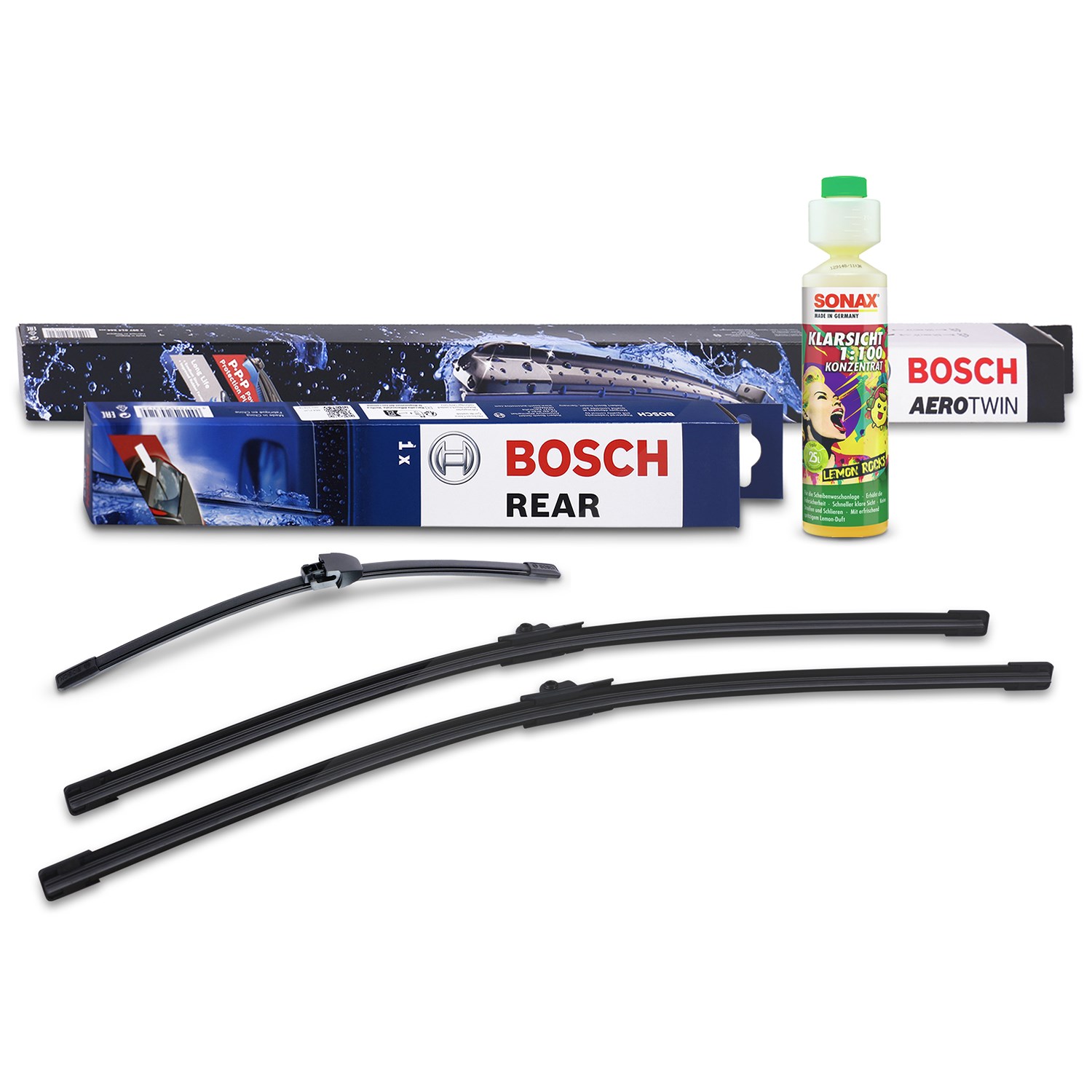 Bosch Wischer vorne +hinten +Scheibenreiniger [Hersteller-Nr. 31185596] für VW