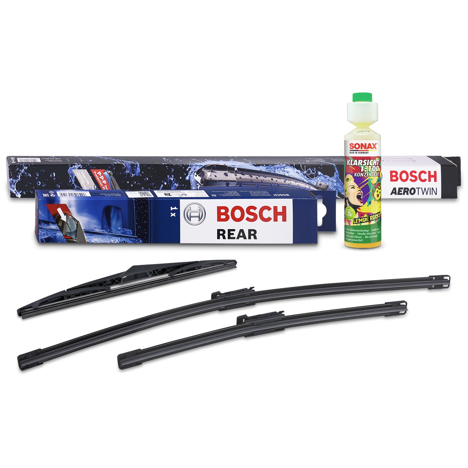Bosch Wischer vorne +hinten +Scheibenreiniger [Hersteller-Nr. 31185497] für Nissan