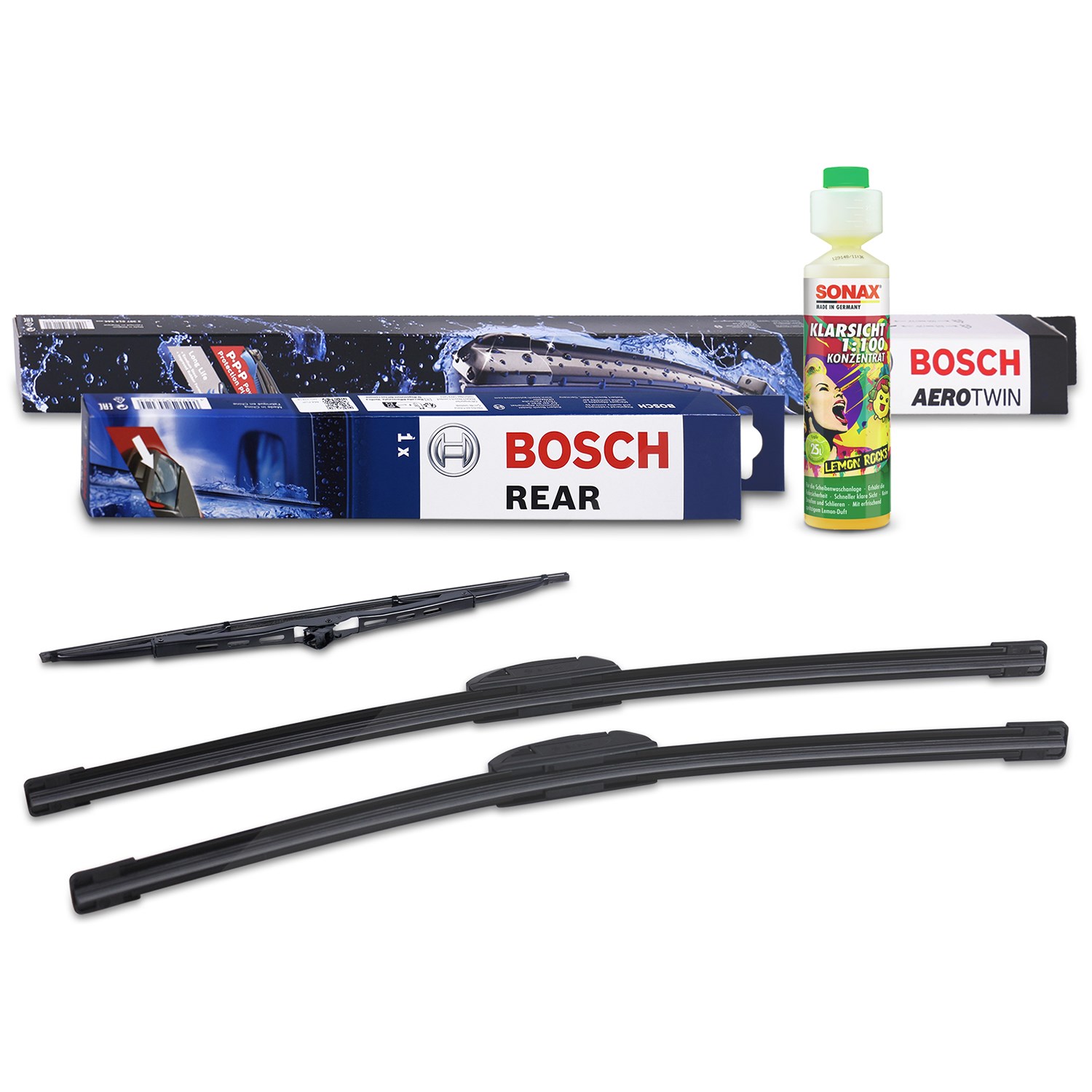 Bosch Wischer vorne +hinten +Scheibenreiniger [Hersteller-Nr. 31185634] für VW