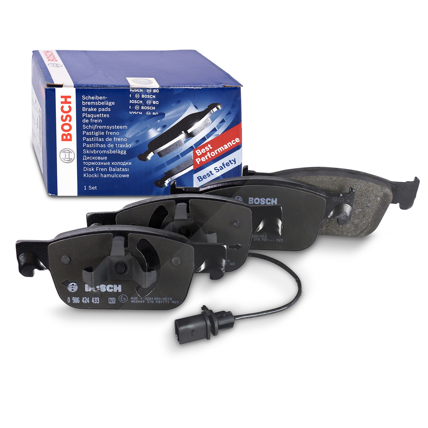 Bosch Bremsbelagsatz mit Warnkontakt vorne [Hersteller-Nr. 0986424433] für Audi