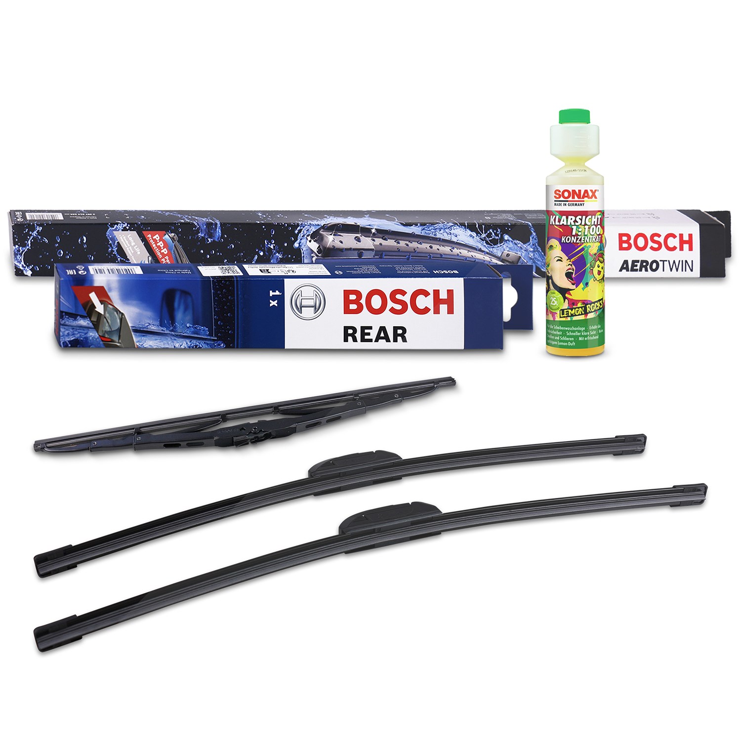Bosch Wischer vorne +hinten +Scheibenreiniger [Hersteller-Nr. 31185515] für Toyota, VW