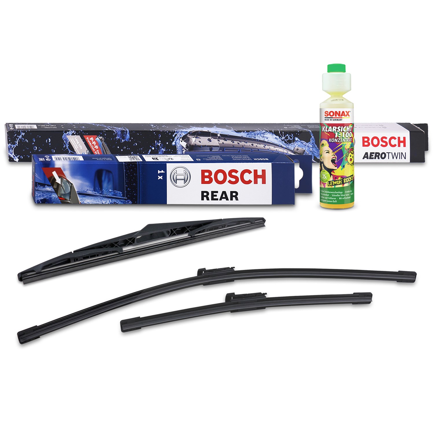 Bosch Wischer vorne +hinten +Scheibenreiniger [Hersteller-Nr. 31185518] für Opel, Ford