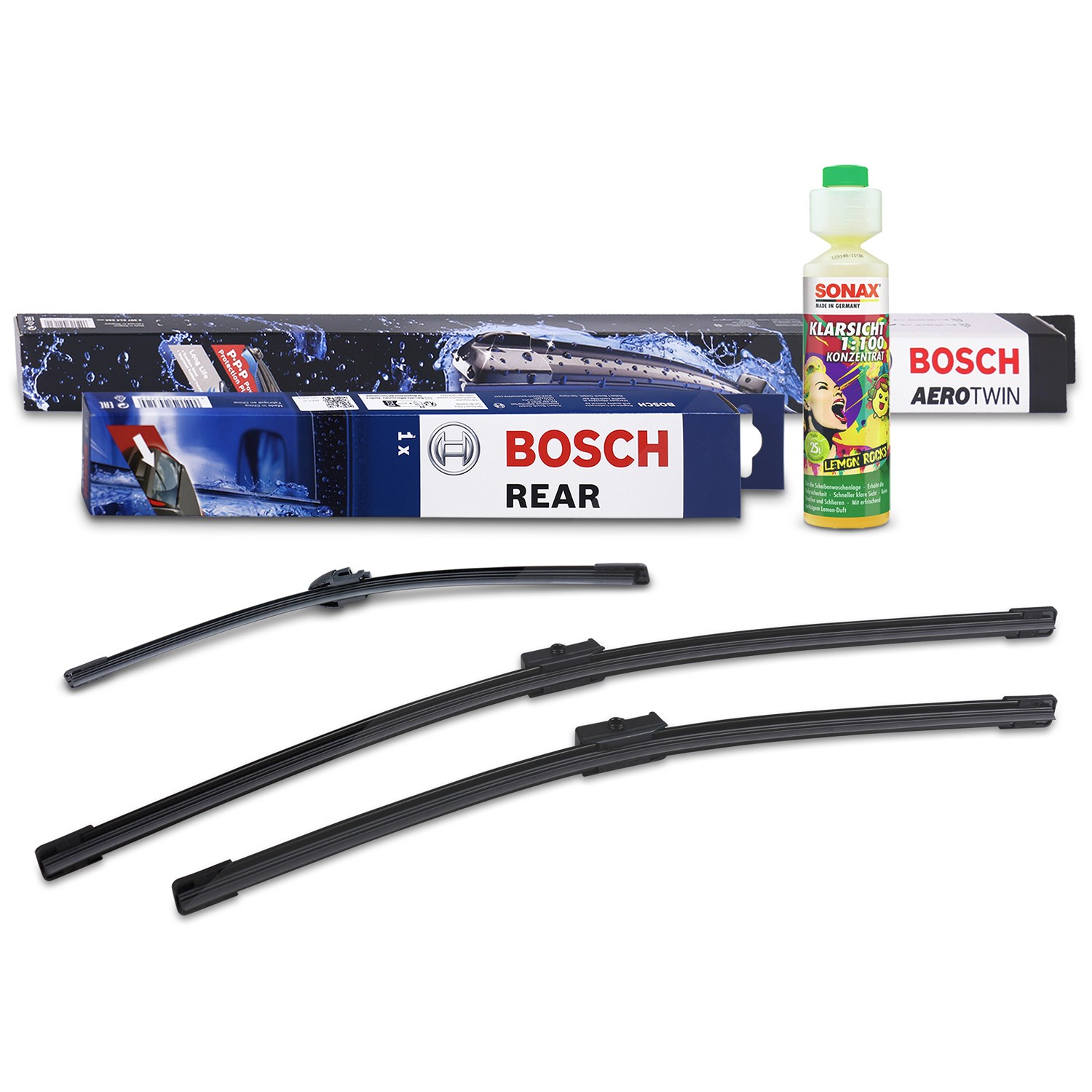 Bosch Wischer vorne +hinten +Scheibenreiniger [Hersteller-Nr. 31185645] für VW