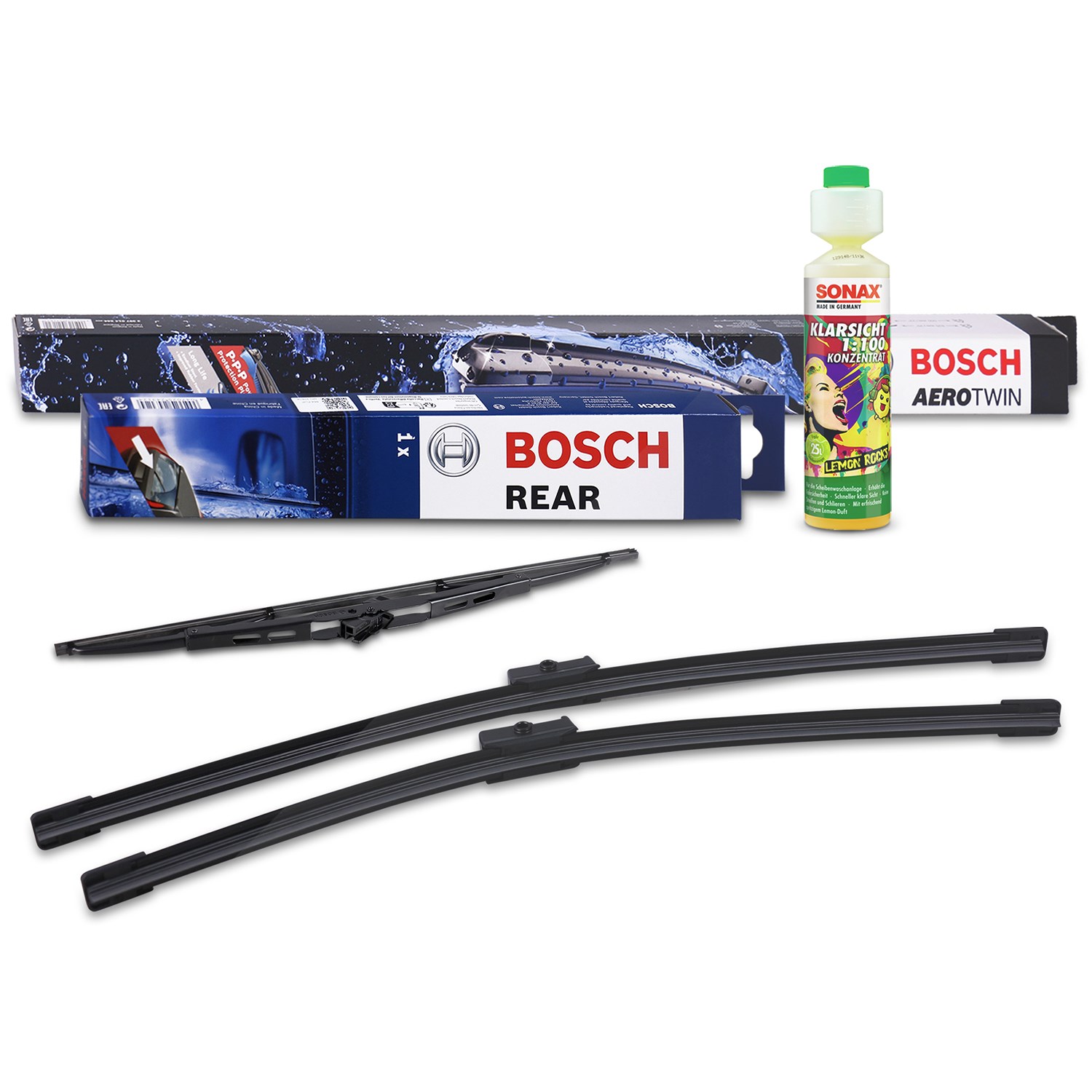 Bosch Wischer vorne +hinten +Scheibenreiniger [Hersteller-Nr. 31185662] für VW