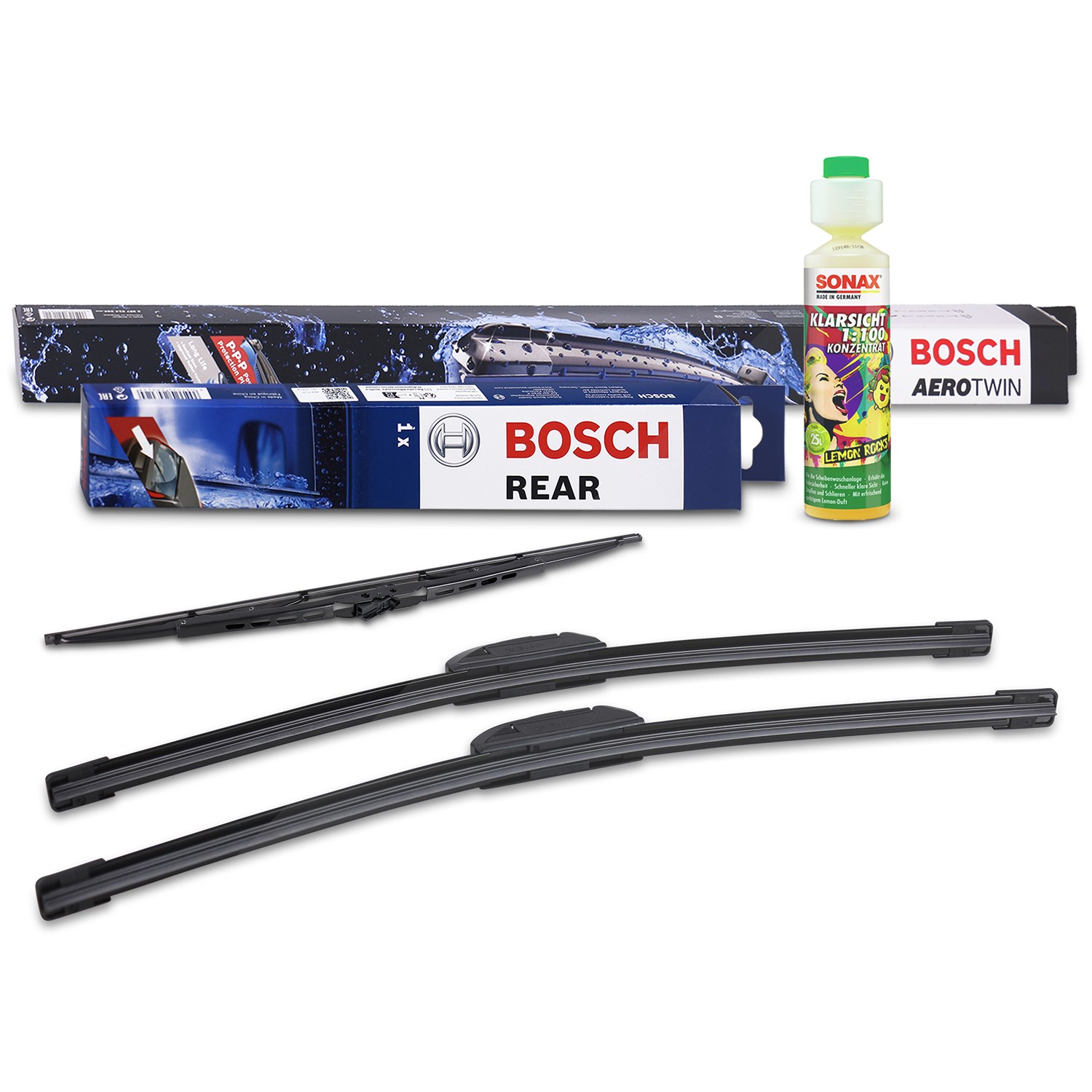 Bosch Wischer vorne +hinten +Scheibenreiniger [Hersteller-Nr. 31185693] für Chevrolet, Opel, Daewoo