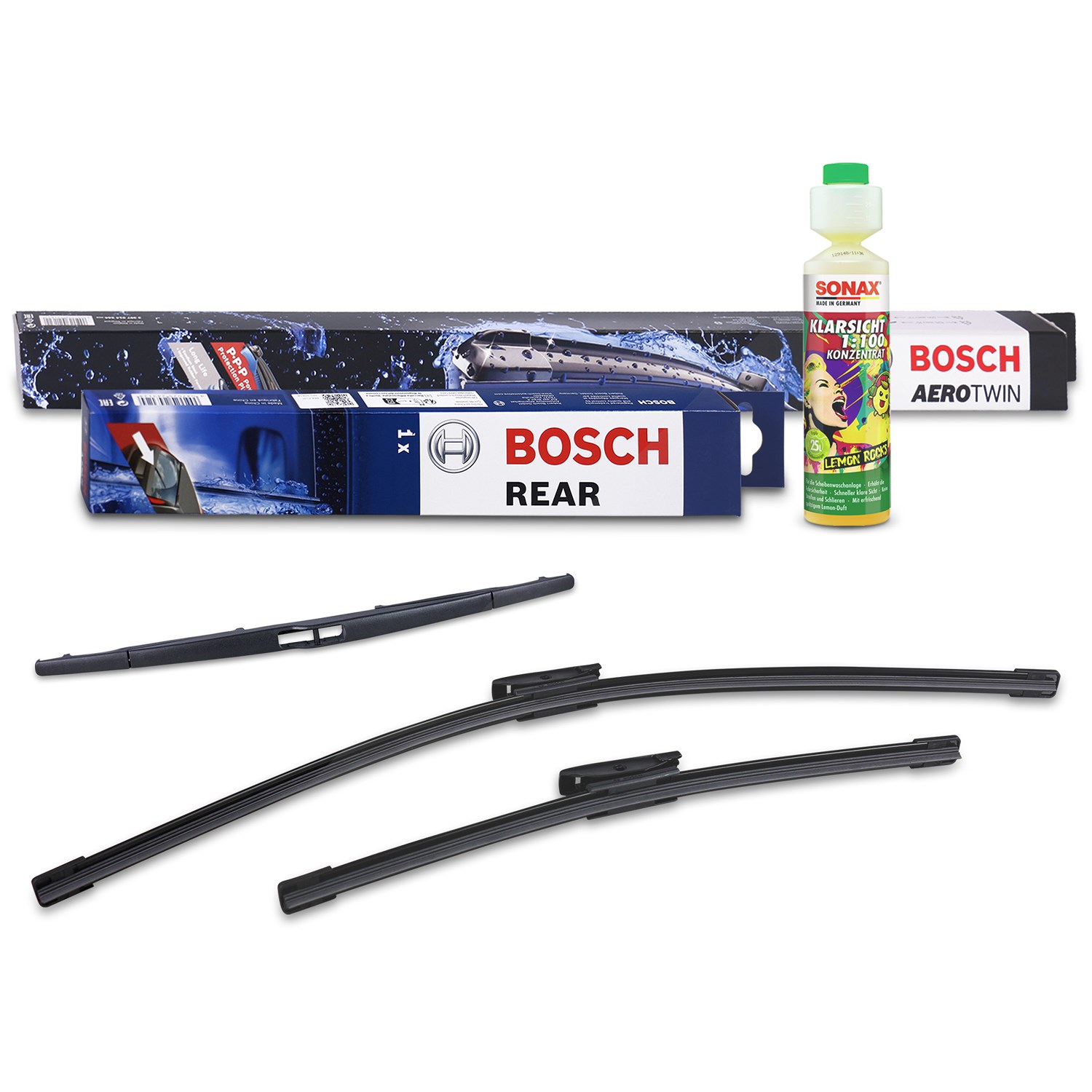 Bosch Wischer vorne +hinten +Scheibenreiniger [Hersteller-Nr. 31185717] für Renault