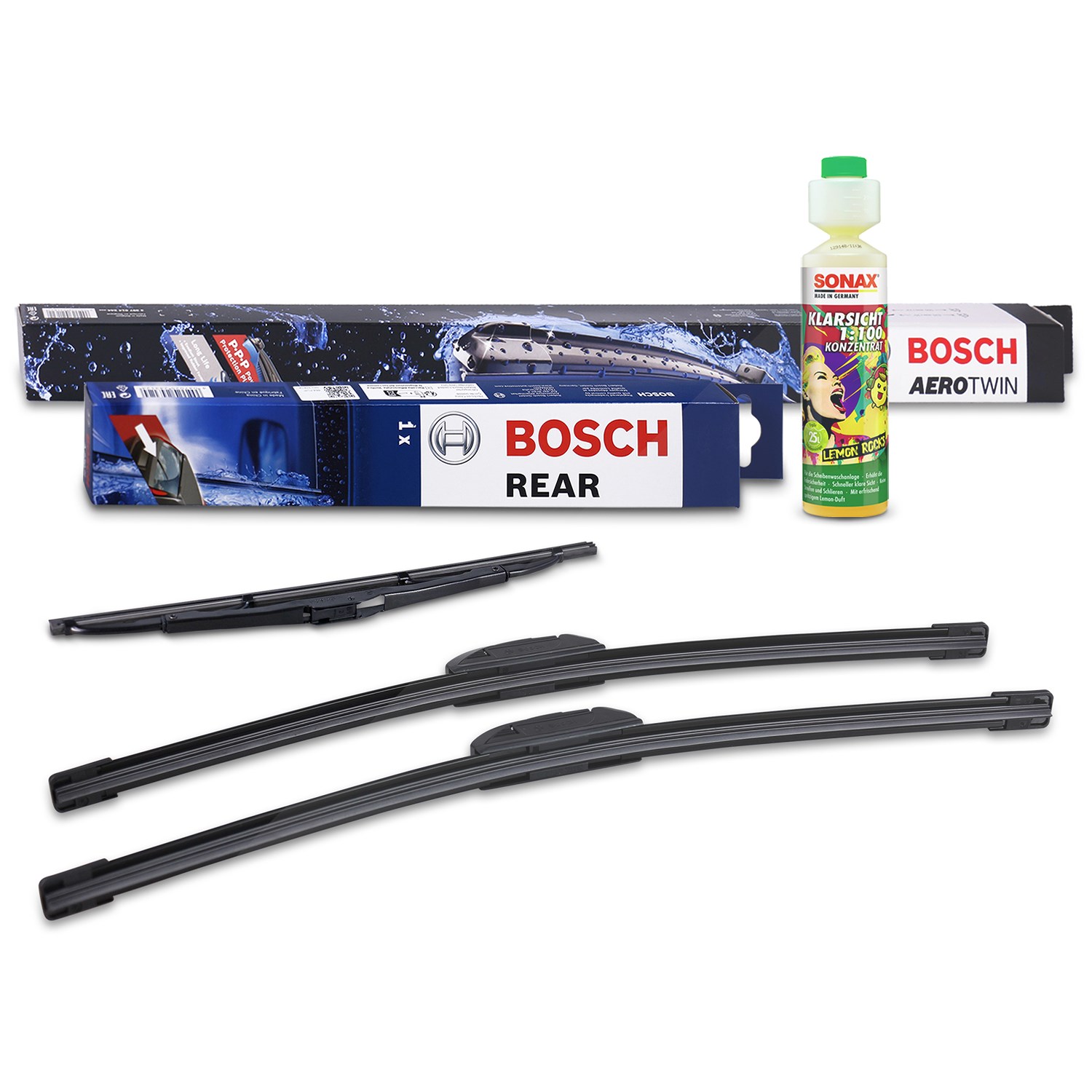 Bosch Wischer vorne +hinten +Scheibenreiniger [Hersteller-Nr. 31185758] für VW