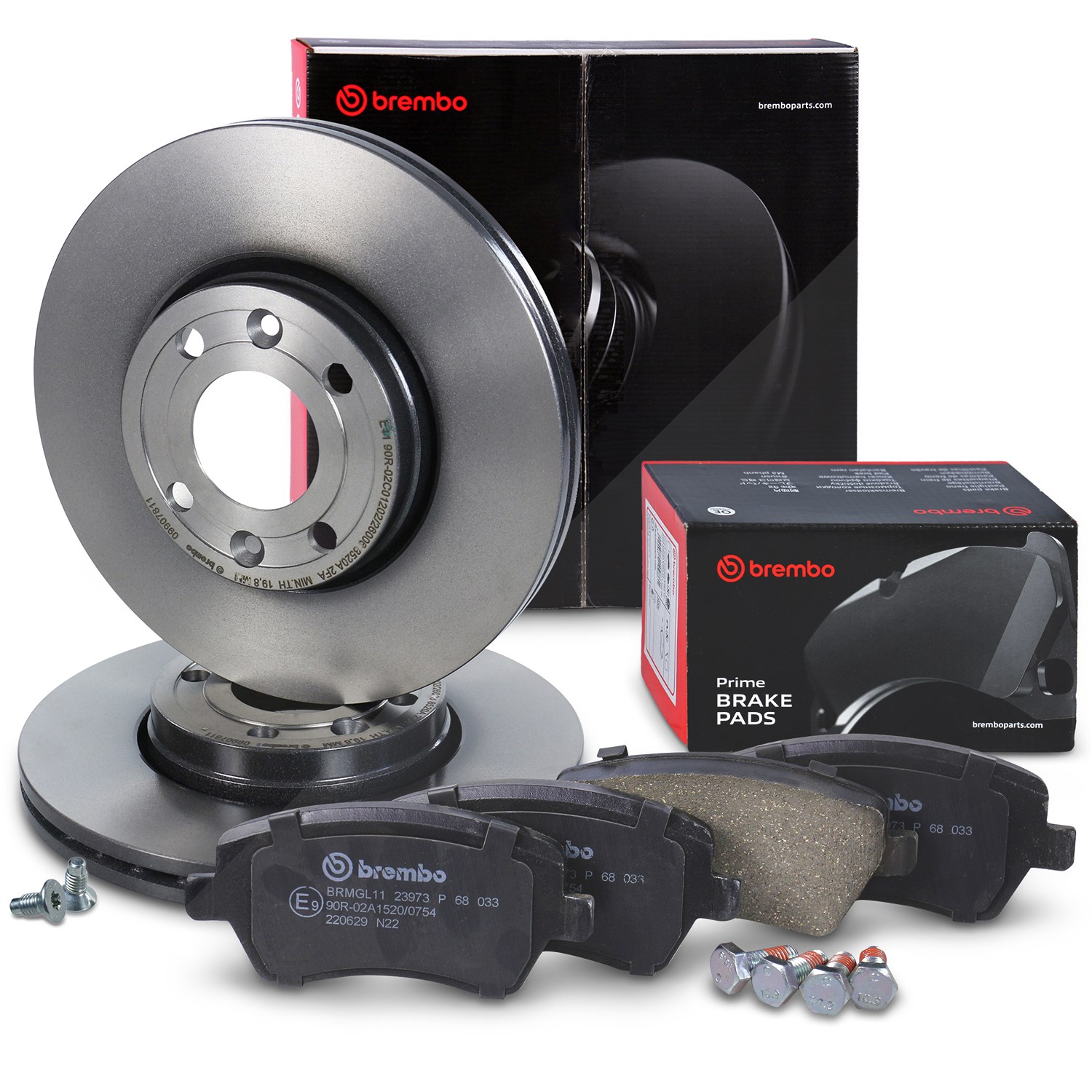 Brembo Bremsscheiben Coated+Bremsbeläge Vorne [Hersteller-Nr. 10698325] für Renault, Dacia, Nissan
