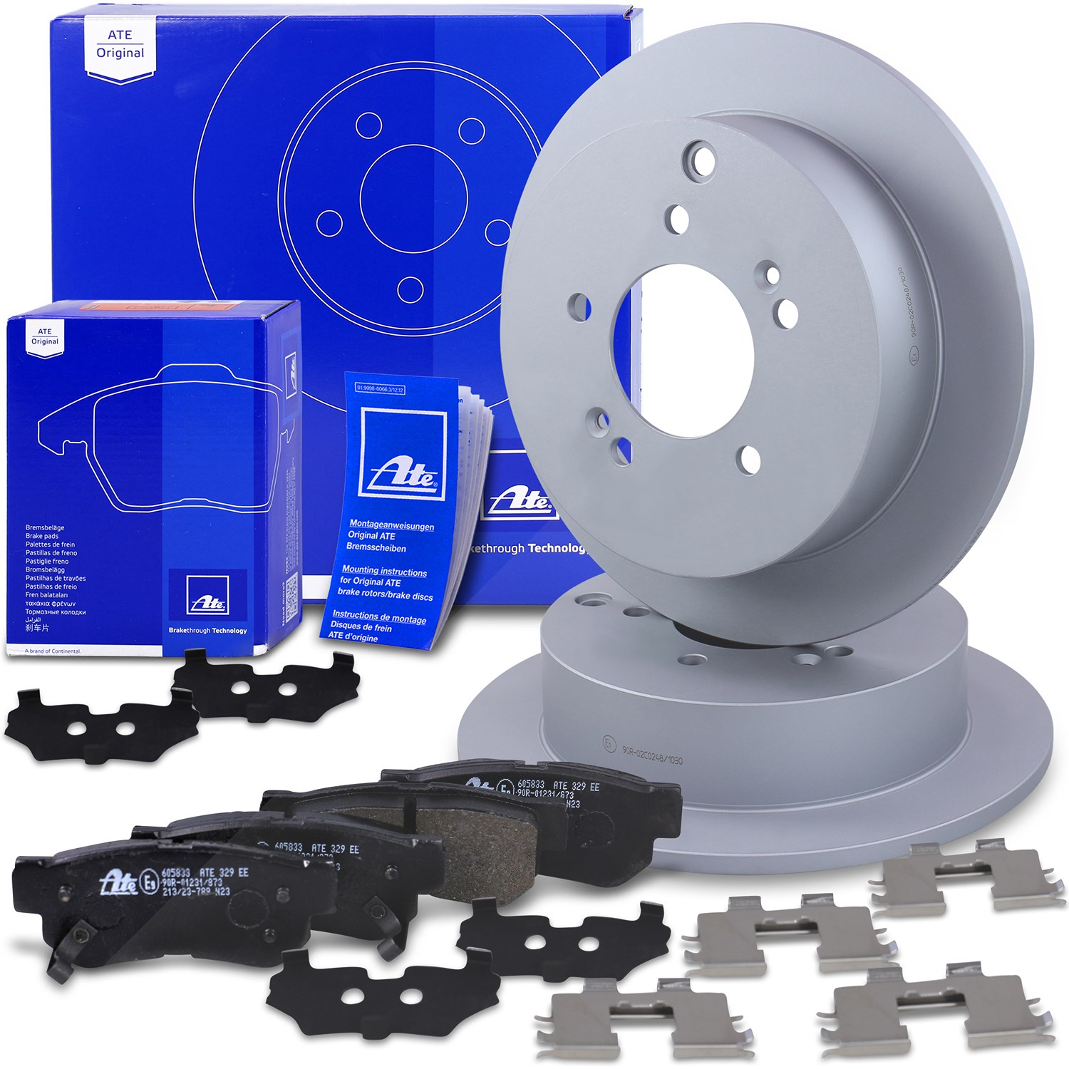 Ate Bremsscheiben+Bremsbeläge Hinterachse Voll [Hersteller-Nr. 10697284] für Hyundai, Kia