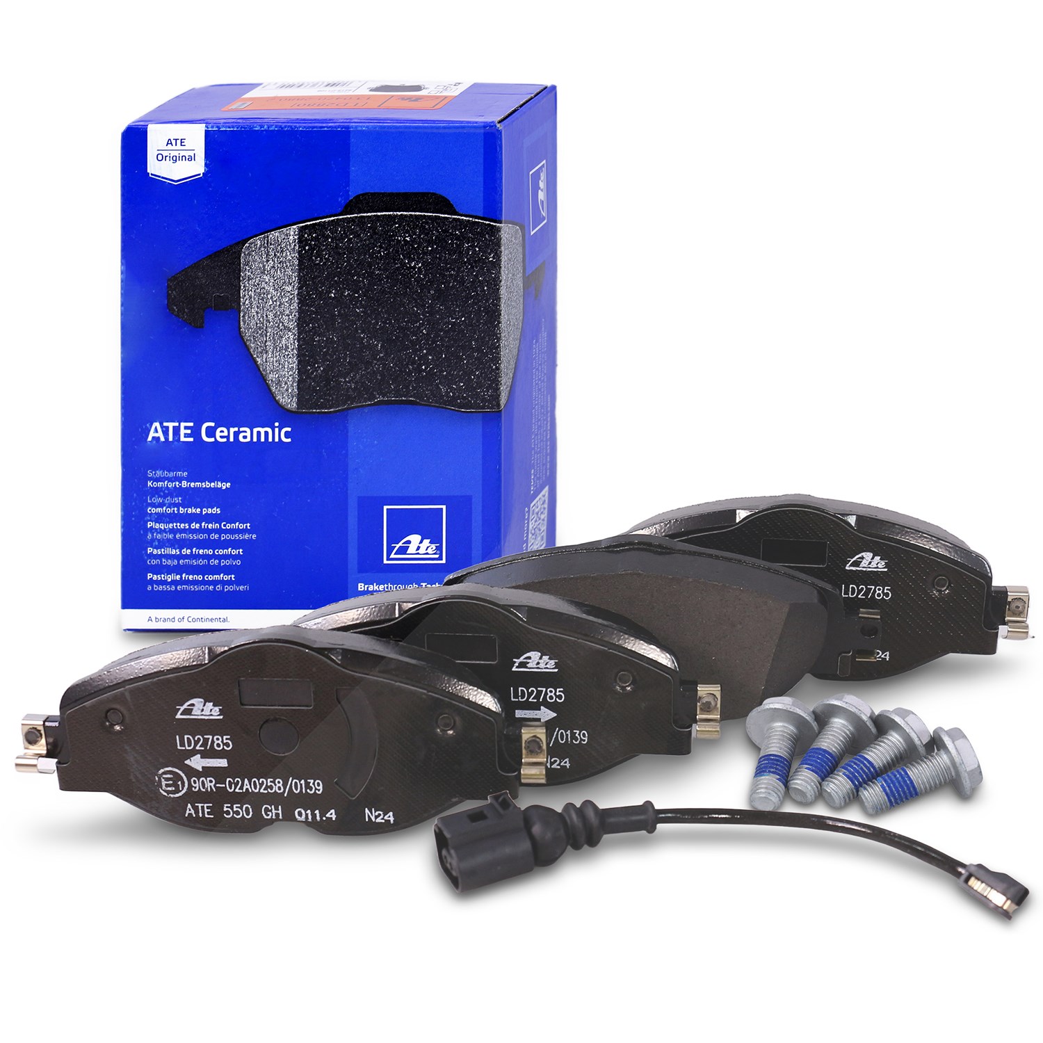 Ate CERAMIC Bremsbelagsatz mit Warnkontakt vorne [Hersteller-Nr. 13.0470-2785.2] für Cupra, Audi, VW, Skoda, Seat