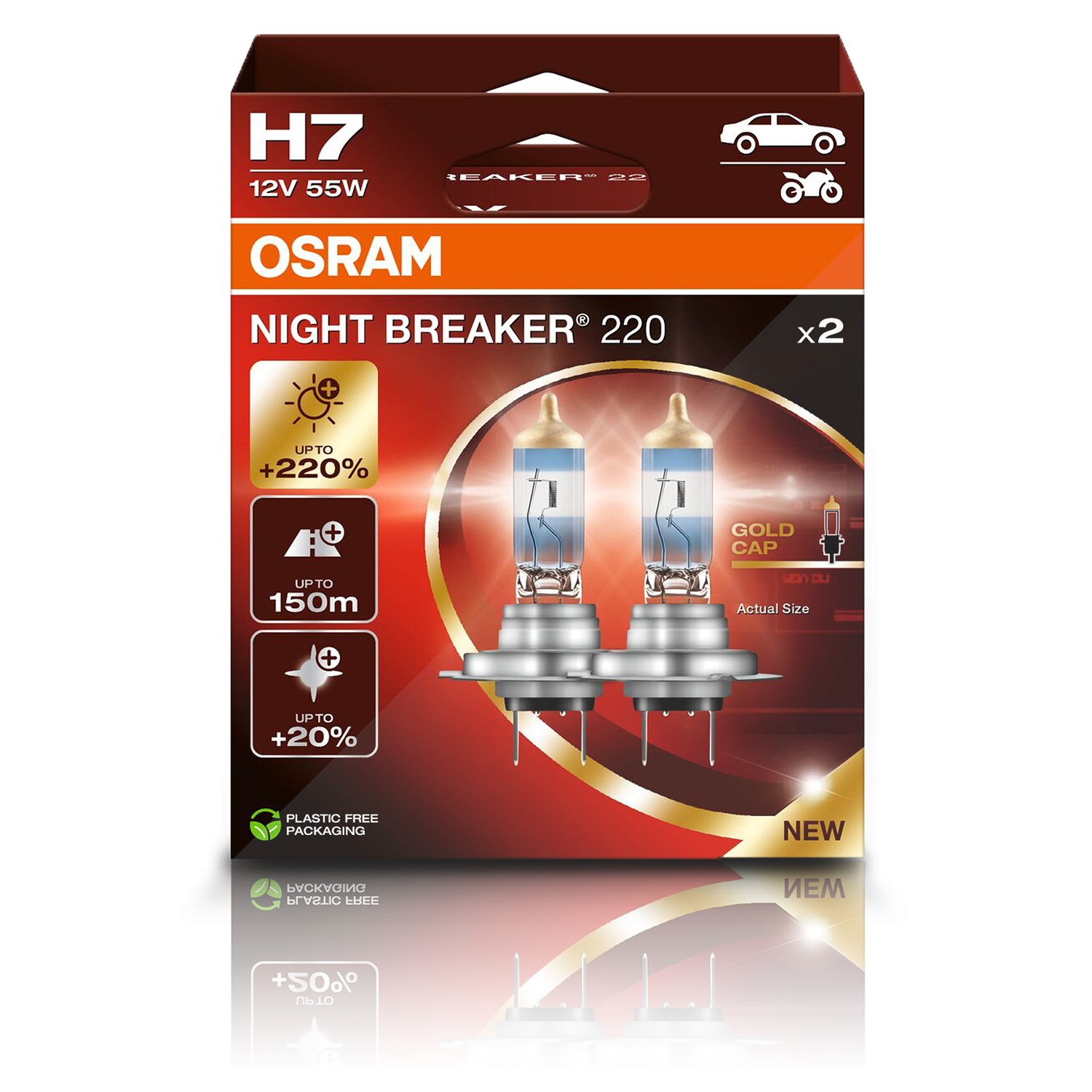 Osram H7 NIGHT BREAKER 220 Glühlampe 2er Box [Hersteller-Nr. 64210NB220-2HB]