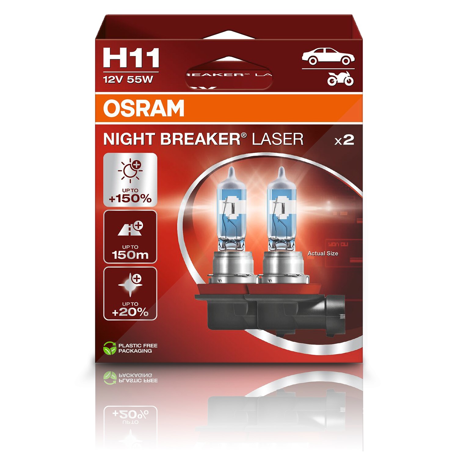 Osram H11 NIGHT BREAKER LASER Glühlampe - DuoBox [Hersteller-Nr. 64211NL-2HB]