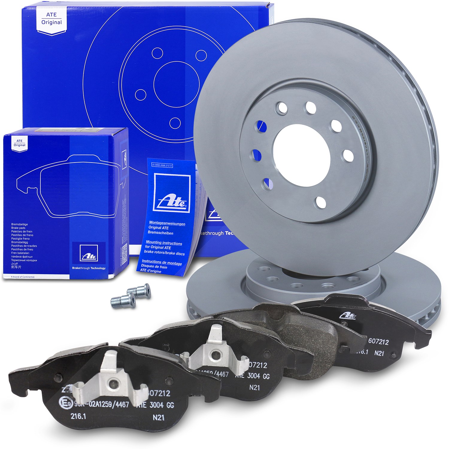 Ate Bremsscheiben+Bremsbeläge Vorderachse Belüftet [Hersteller-Nr. 10697127] für Opel, Fiat, Saab