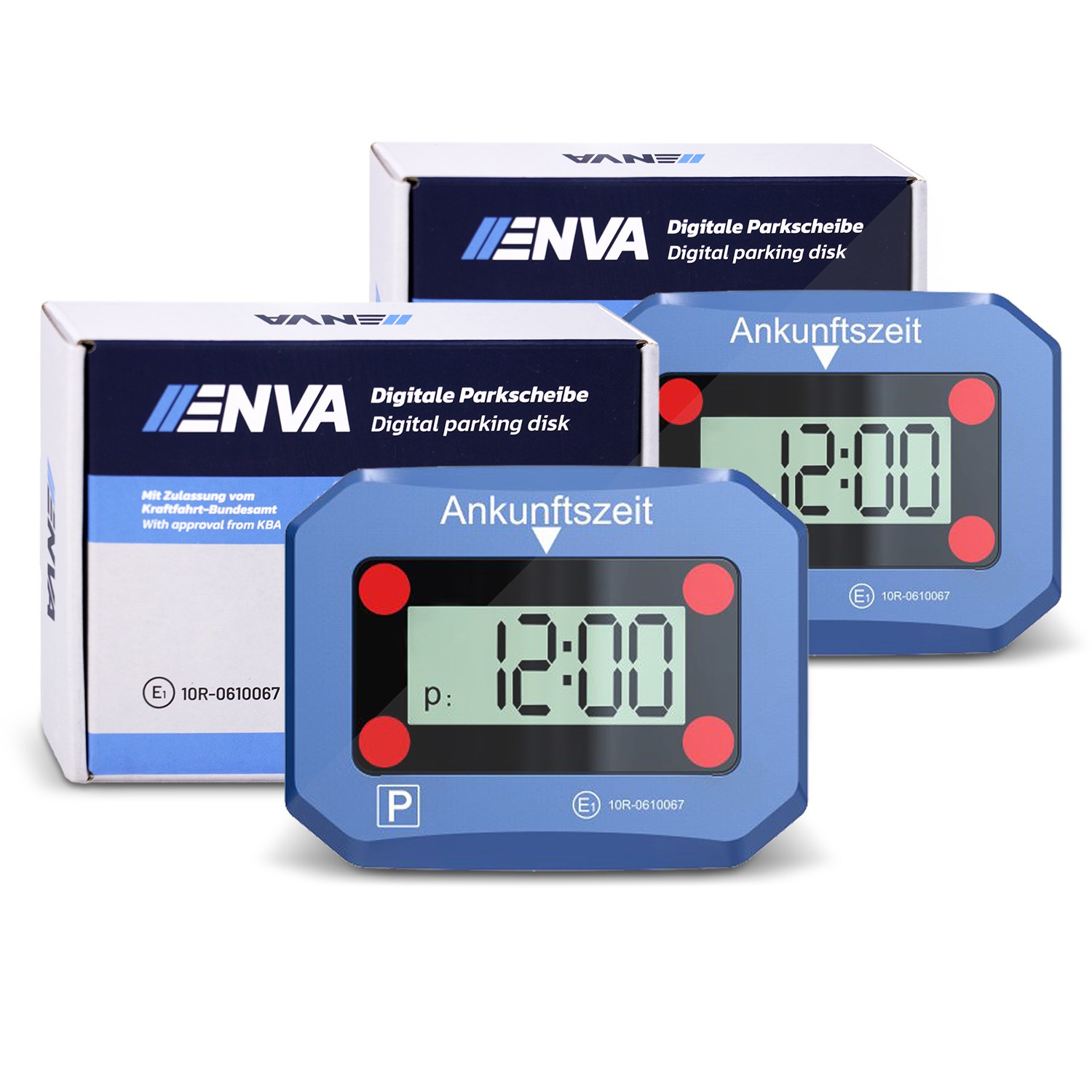 Enva 2x Elektronische digitale Parkscheibe - mit Zulassung vom KBA [Hersteller-Nr. 40985509]