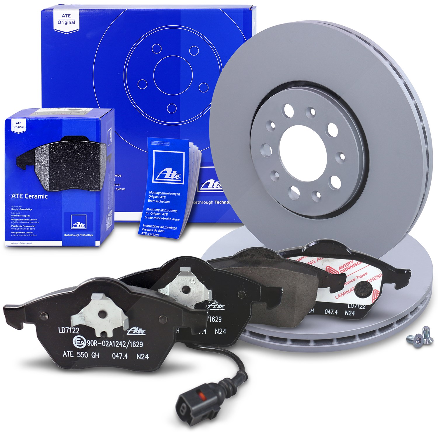 Ate Bremsscheiben+Ceramic mit VWK Vorne Belüftet [Hersteller-Nr. 10696752] für VW, Seat, Skoda, Audi