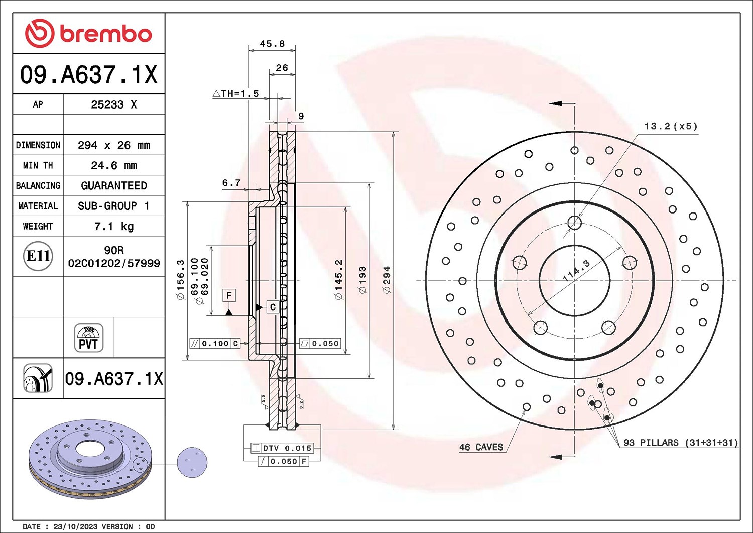 Brembo Bremsscheibe 09.A637.1x, 1 Stück - Bild 5