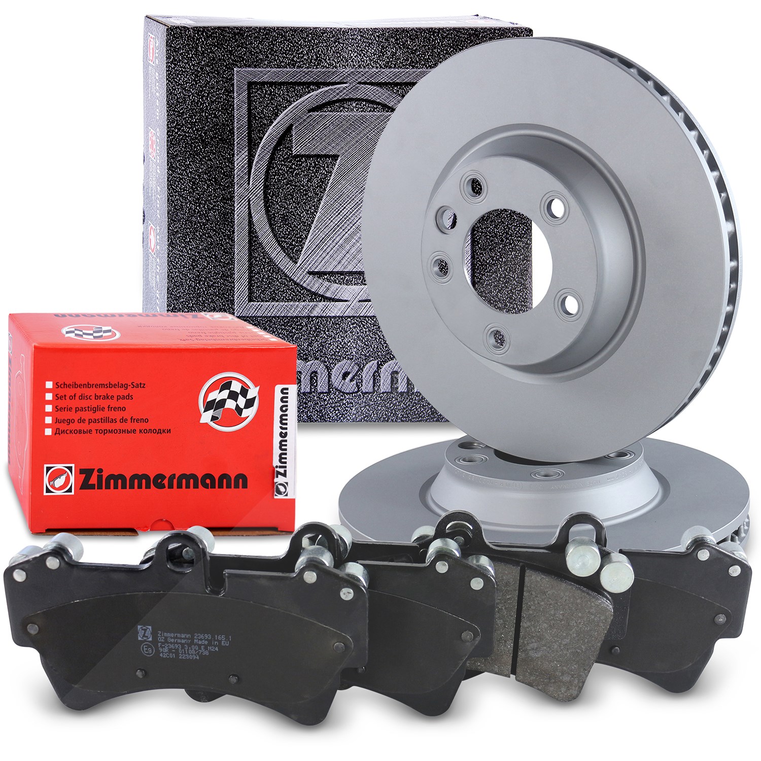 Zimmermann Bremsscheiben + Bremsbeläge Vorderachse [Hersteller-Nr. 10697734] für VW, Porsche, Audi