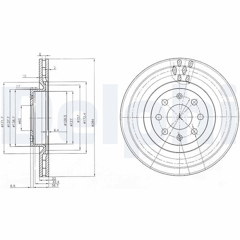 Delphi Bremsscheibe [Hersteller-Nr. BG3944] für Fiat, Vauxhall, Opel