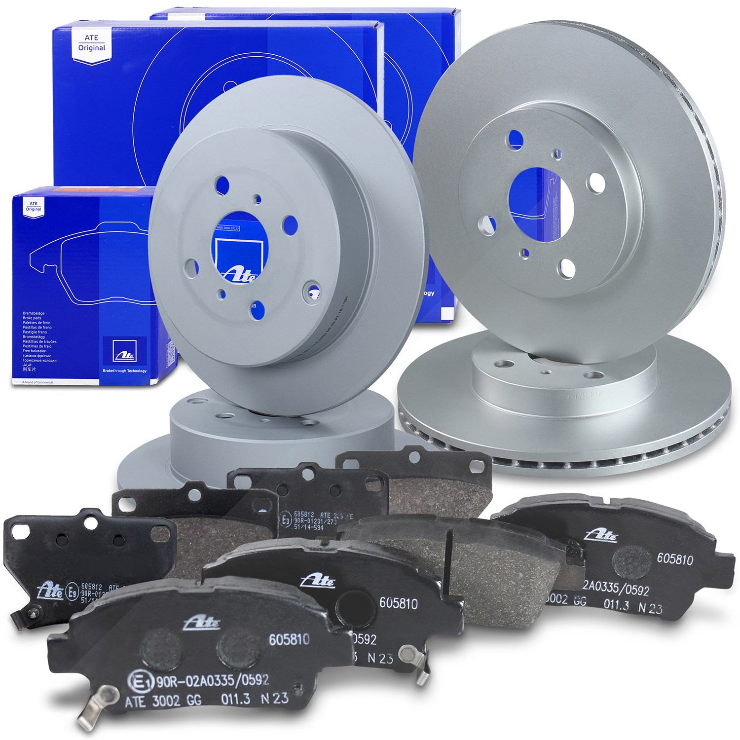 Ate Bremsscheiben + Bremsbeläge Vorne + Hinten [Hersteller-Nr. 10696872] für Toyota