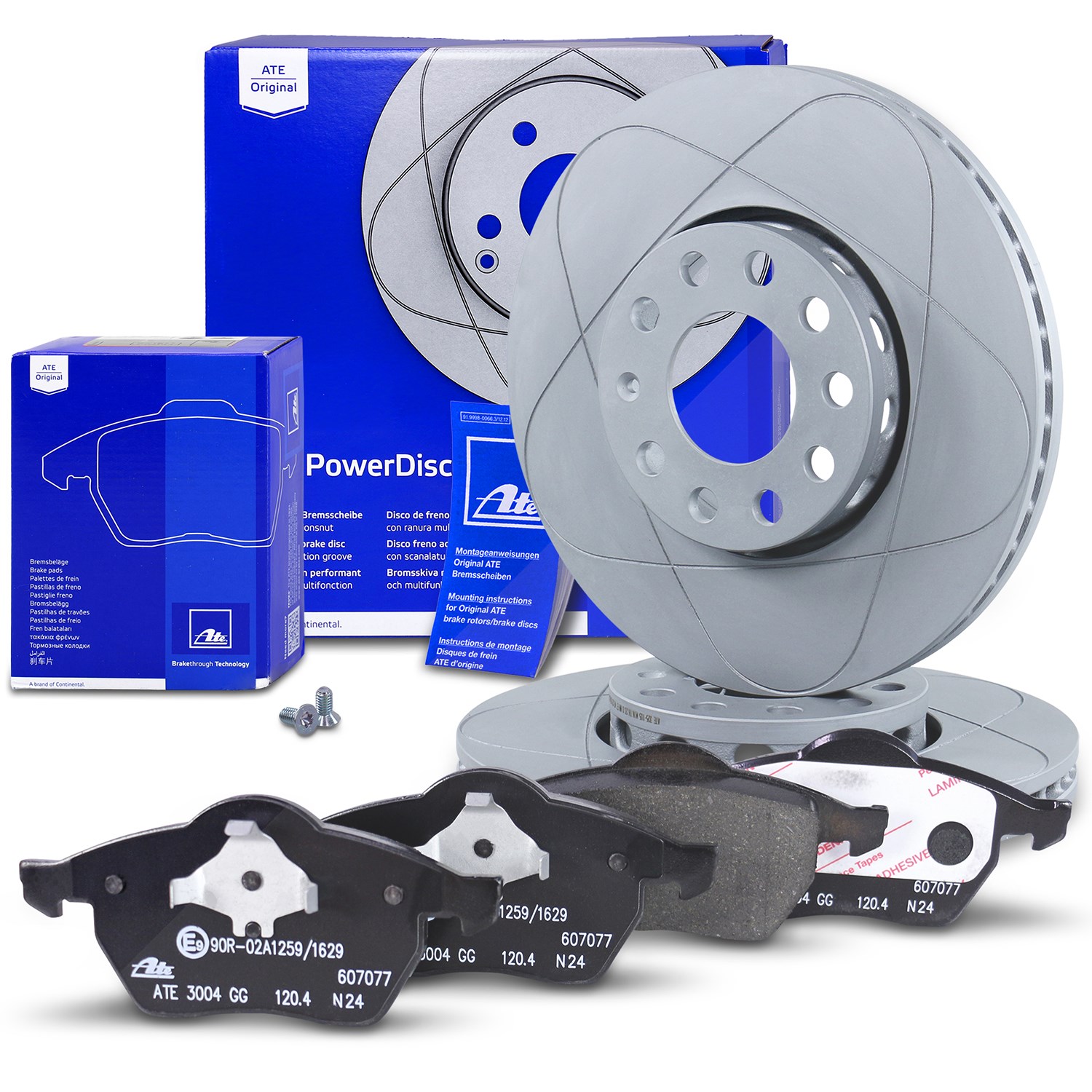 Ate POWERDISC Bremsscheiben +Bremsbeläge vorne [Hersteller-Nr. 10696827] für Audi