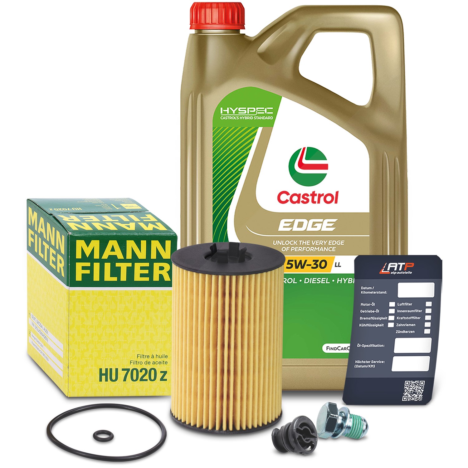 Mann-filter Ölfilter+Schraube+5 L Castrol 5W-30 LL [Hersteller-Nr. 10492019] für Audi, VW, Skoda, Seat