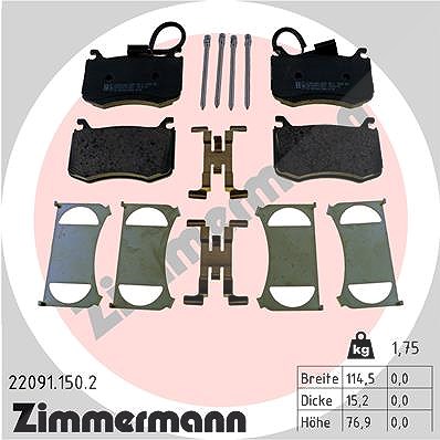 Zimmermann Bremsbelagsatz, Scheibenbremse [Hersteller-Nr. 22091.150.2] für Alfa Romeo