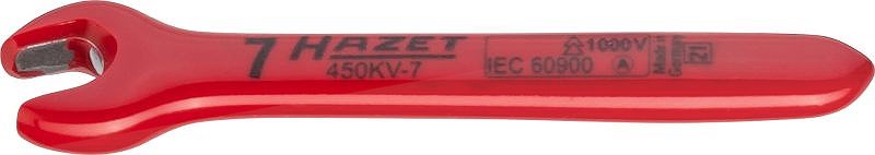 Hazet Einmaulschlüssel - schutzisoliert - Außen-Sechskant Profil - 7 mm [Hersteller-Nr. 450KV-7]