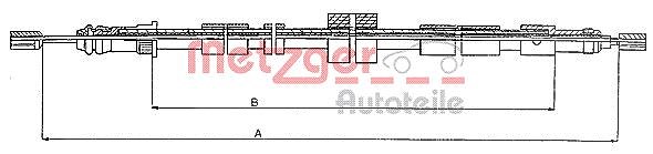 Metzger Autoteile Handbremsseil Scheibenbremse Hinterachse [Hersteller-Nr. 10.6025] für Peugeot