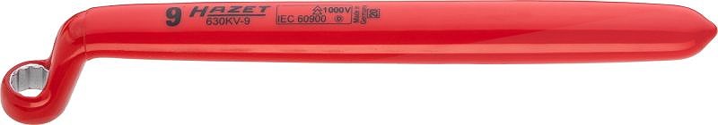 Hazet Einringschlüssel - schutzisoliert - Doppel-Sechskant Profil - 9mm [Hersteller-Nr. 630KV-9]